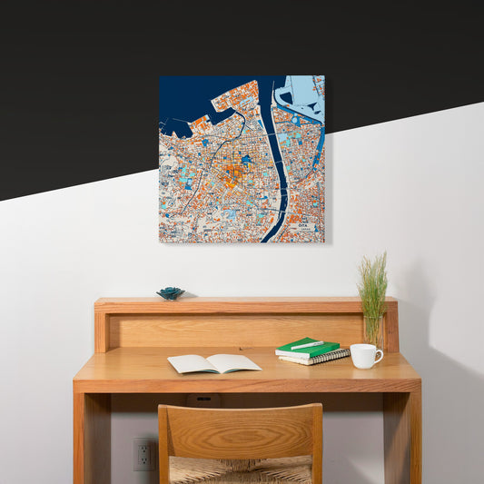 Ōita Japan Colorful City Map Canvas Print Scene