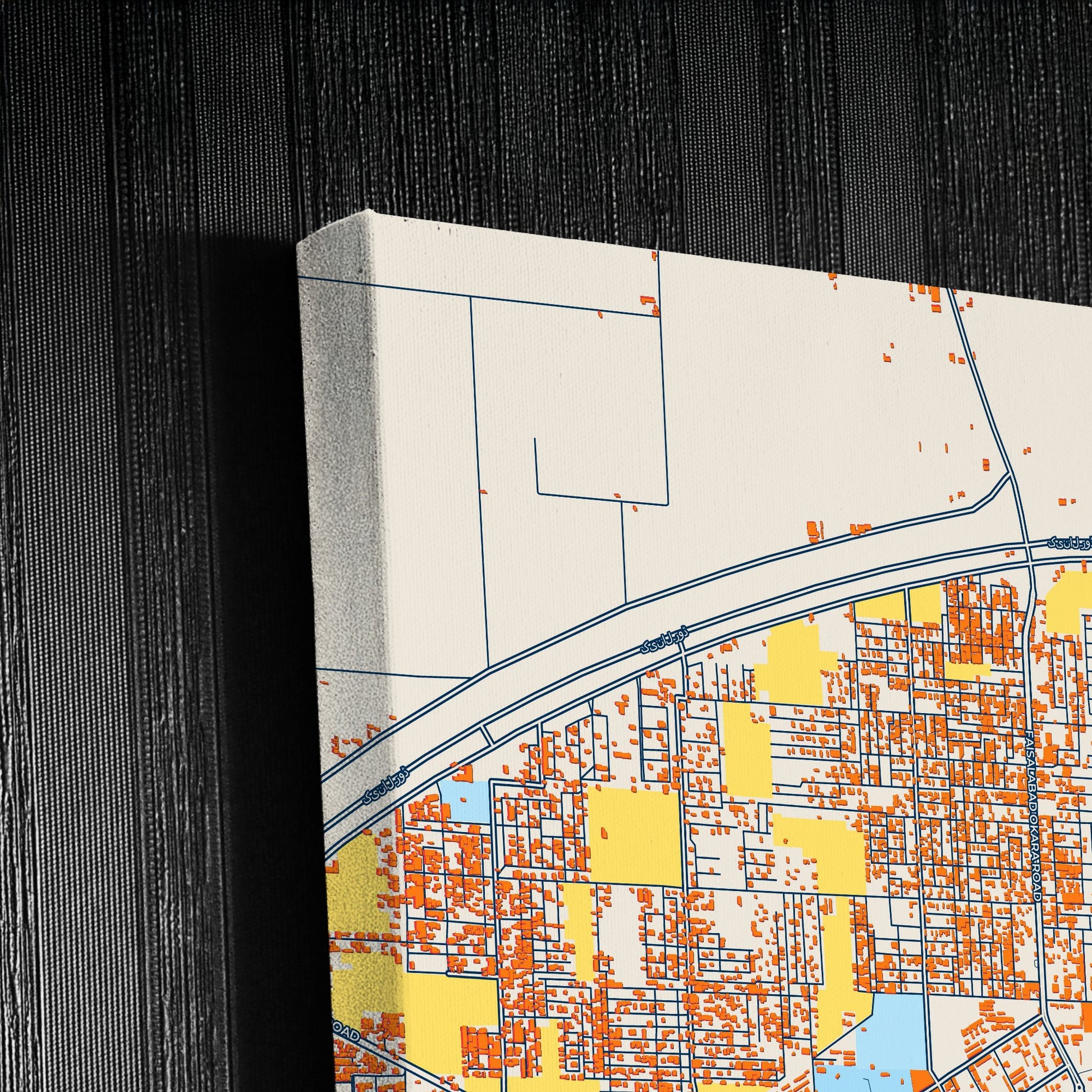Okara Pakistan Colorful City Map Canvas Print Detail