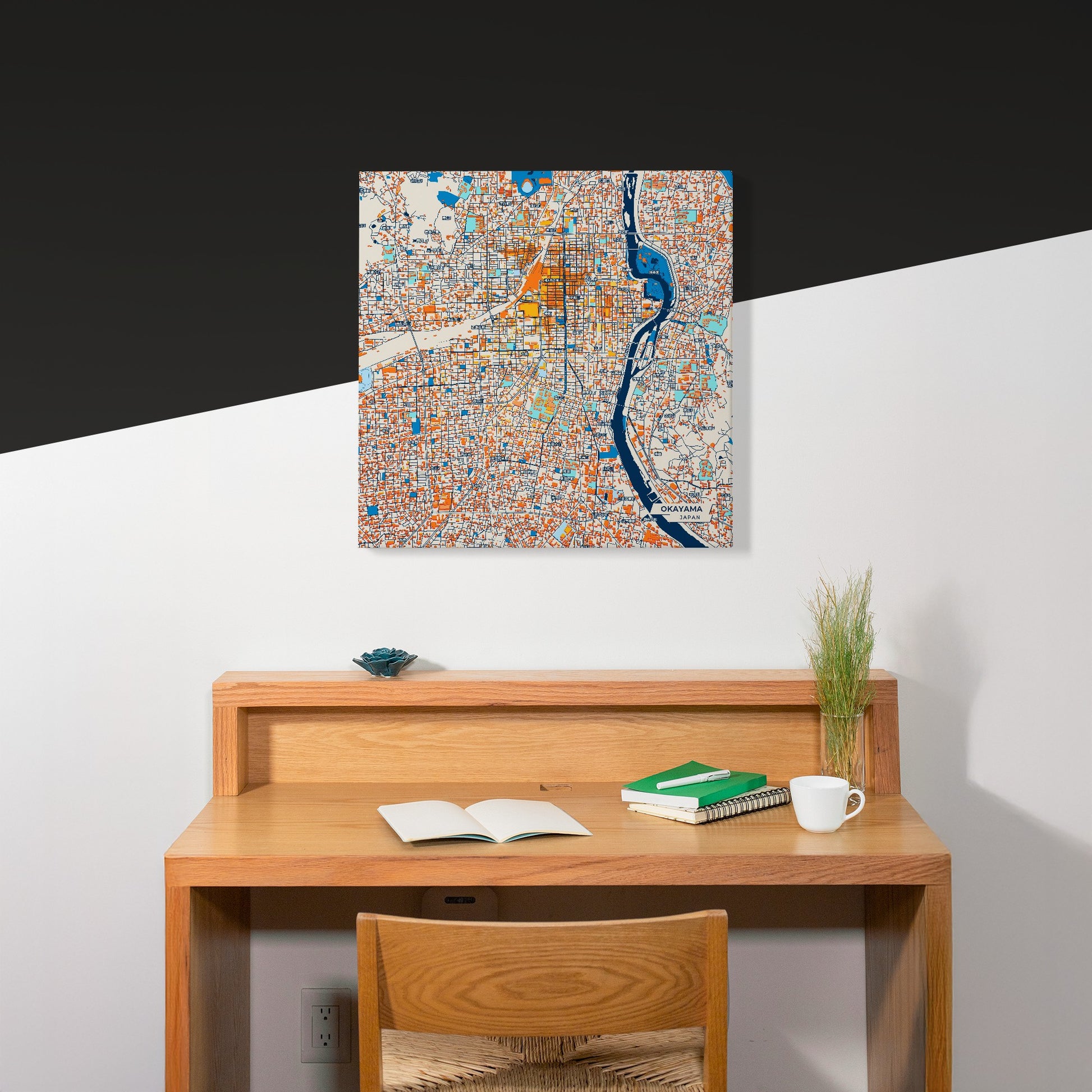 Okayama Japan Colorful City Map Canvas Print Scene