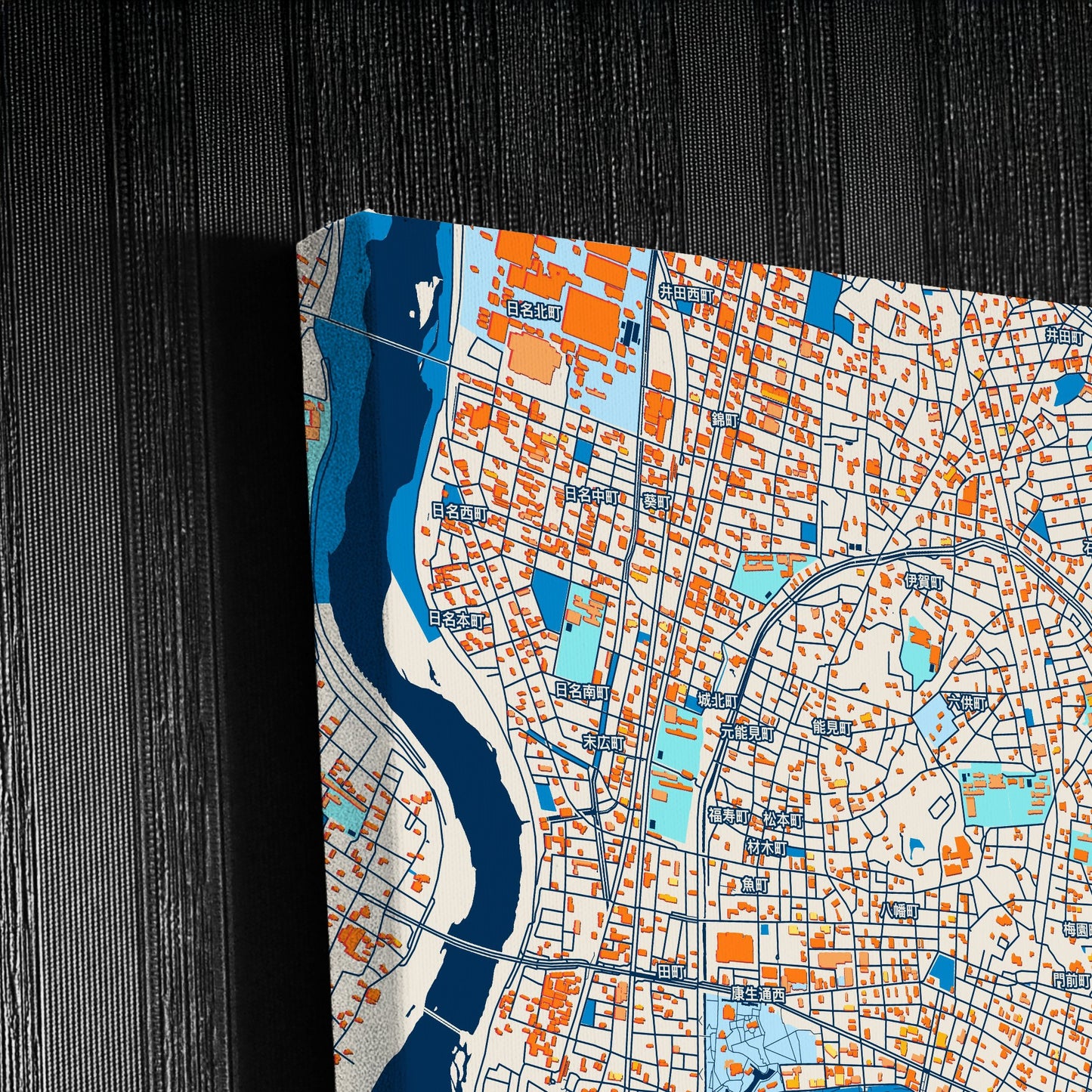 Okazaki Japan Colorful City Map Canvas Print Detail
