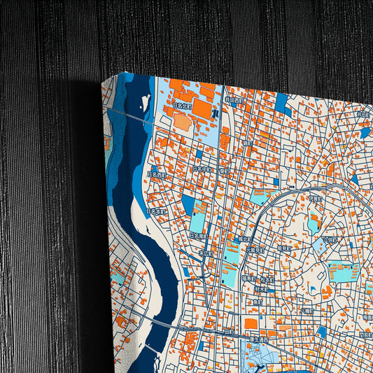 Okazaki Japan Colorful City Map Canvas Print Detail
