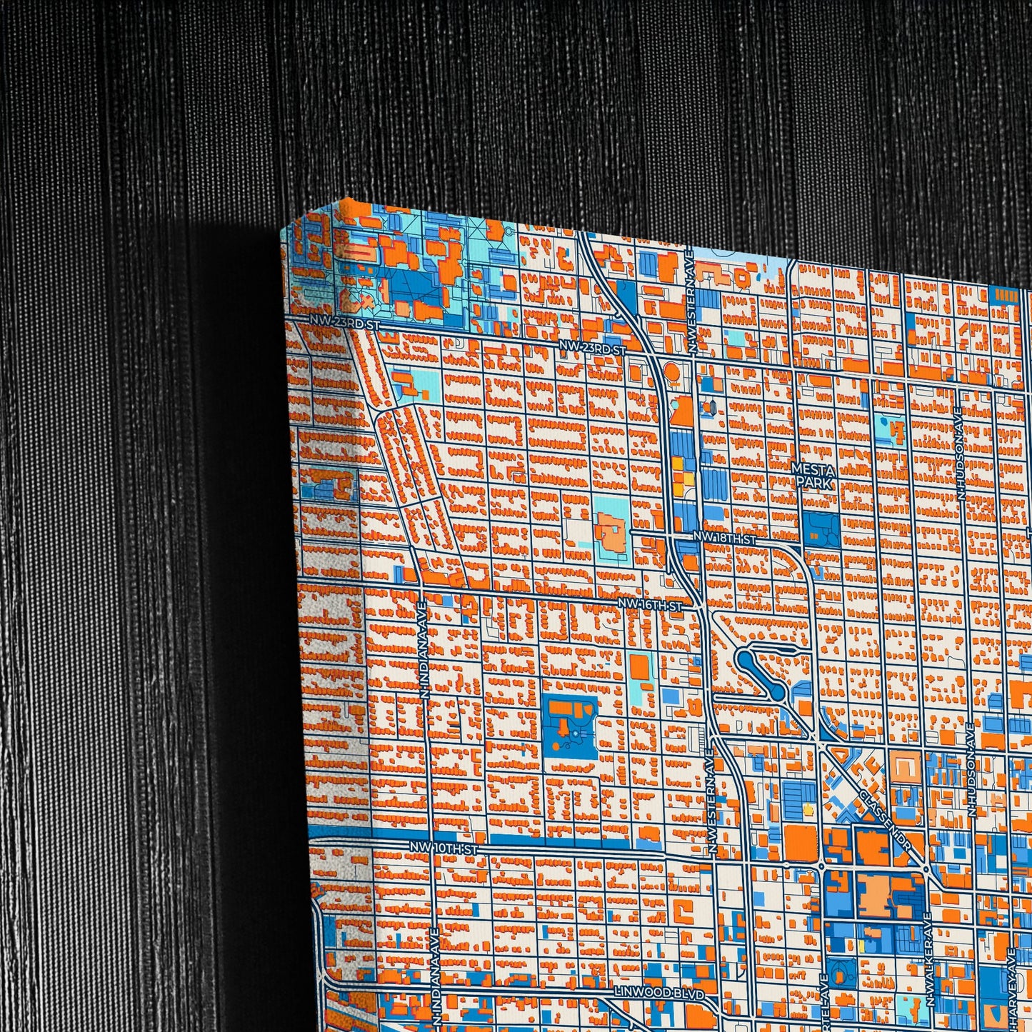 Oklahoma City Oklahoma Colorful City Map Canvas Print Detail