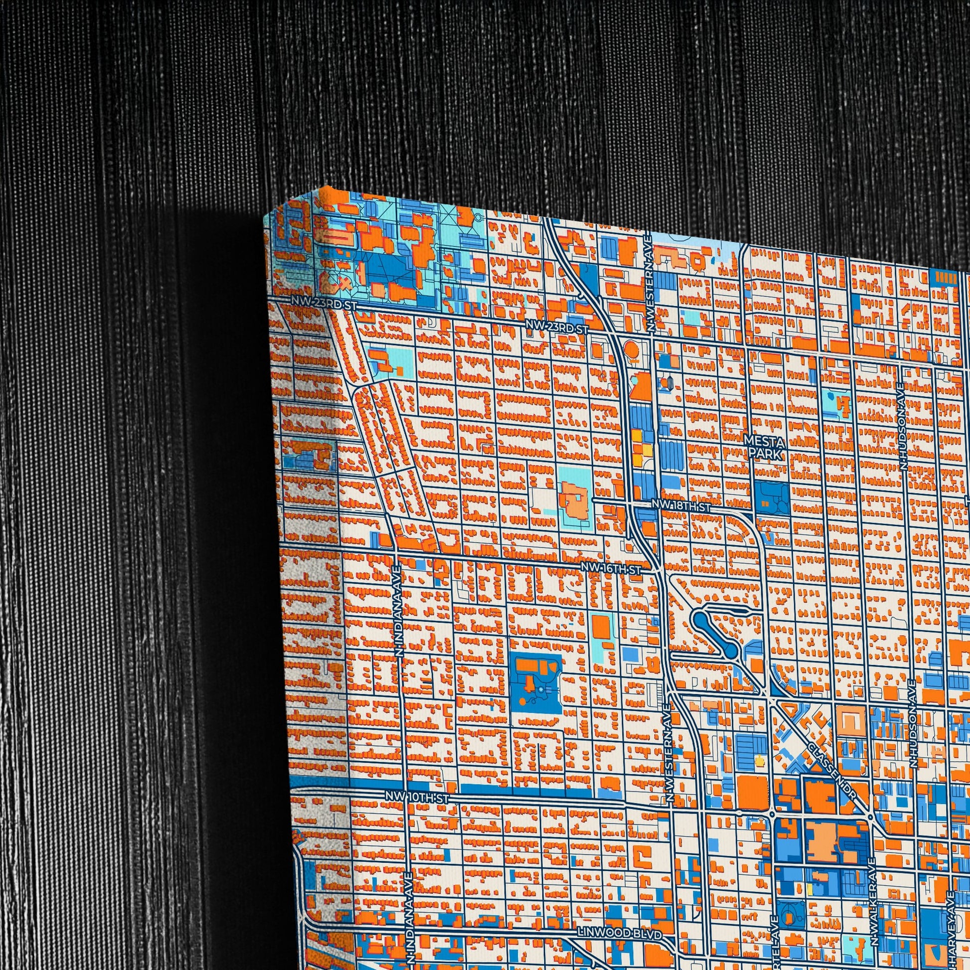 Oklahoma City Oklahoma Colorful City Map Canvas Print Detail