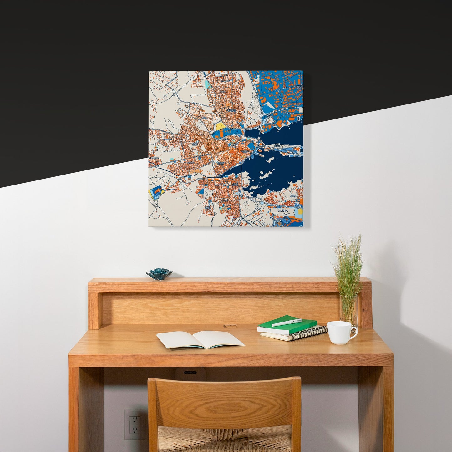 Olbia Italy Colorful City Map Canvas Print Scene