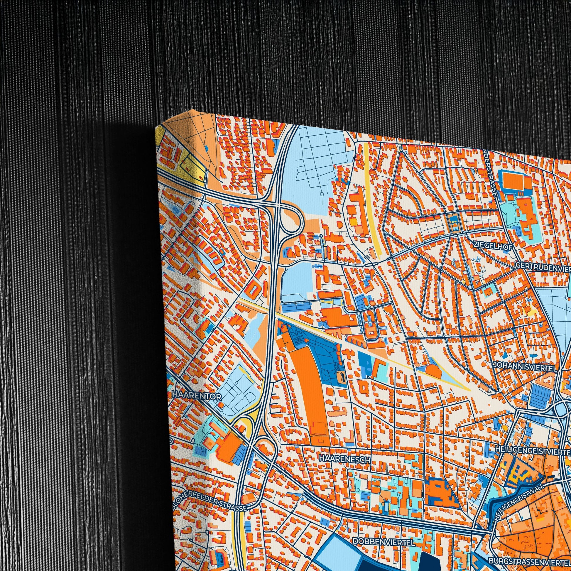 Oldenburg Germany Colorful City Map Canvas Print Detail