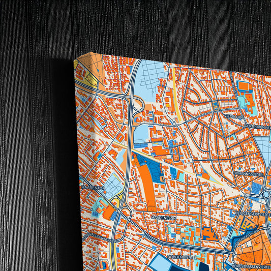 Oldenburg Germany Colorful City Map Canvas Print Detail