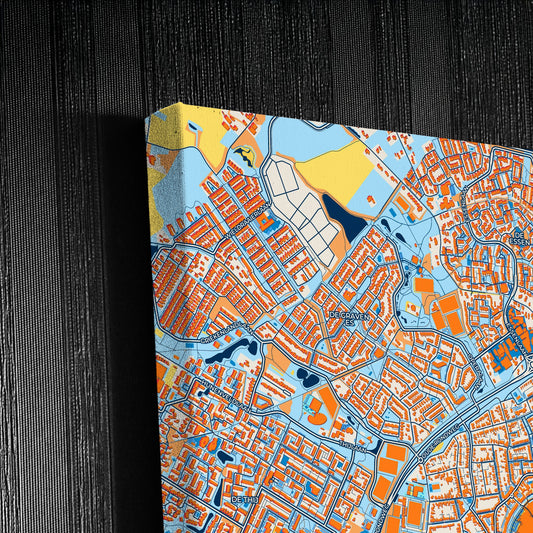Oldenzaal Netherlands Colorful City Map Canvas Print Detail