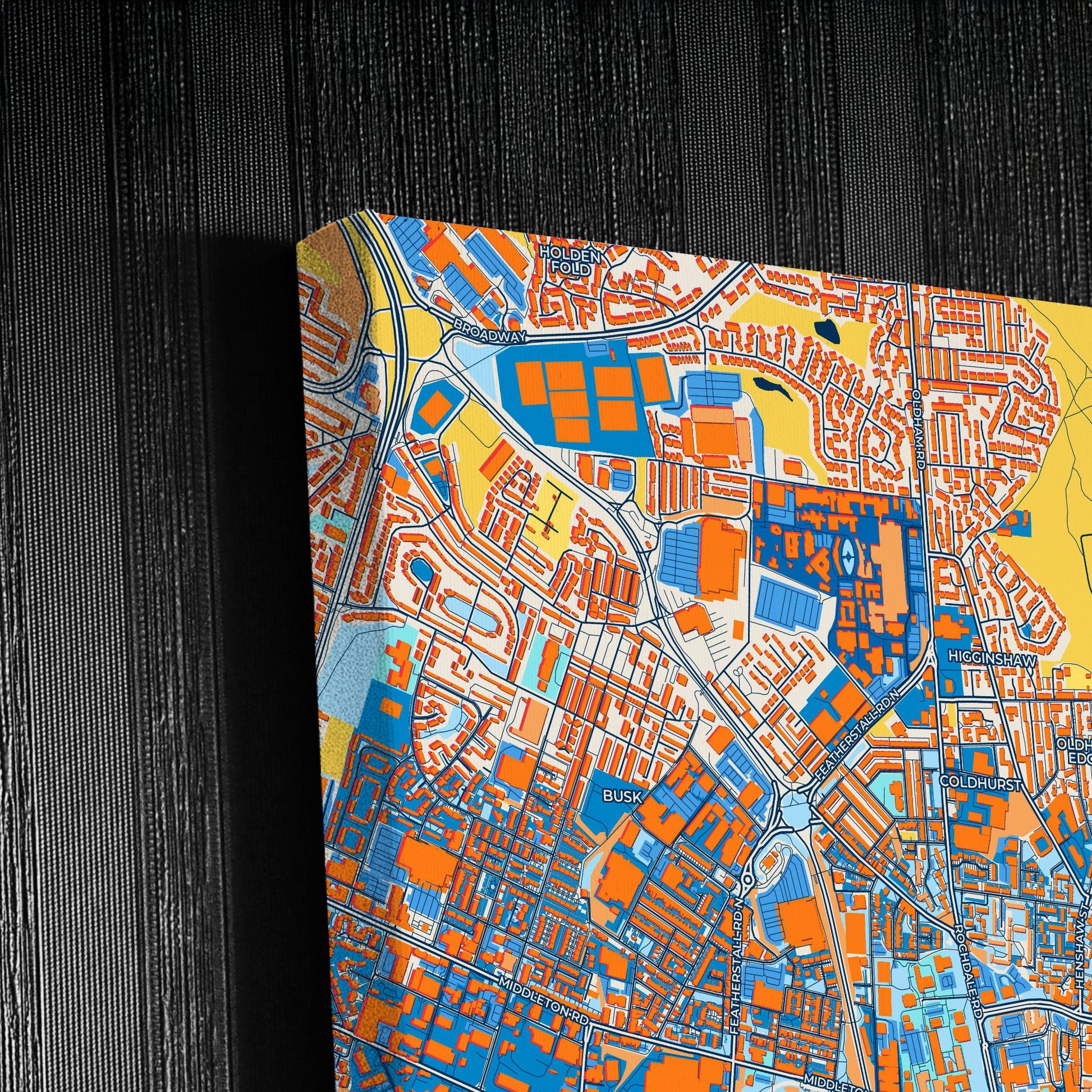 Oldham England Colorful City Map Canvas Print Detail