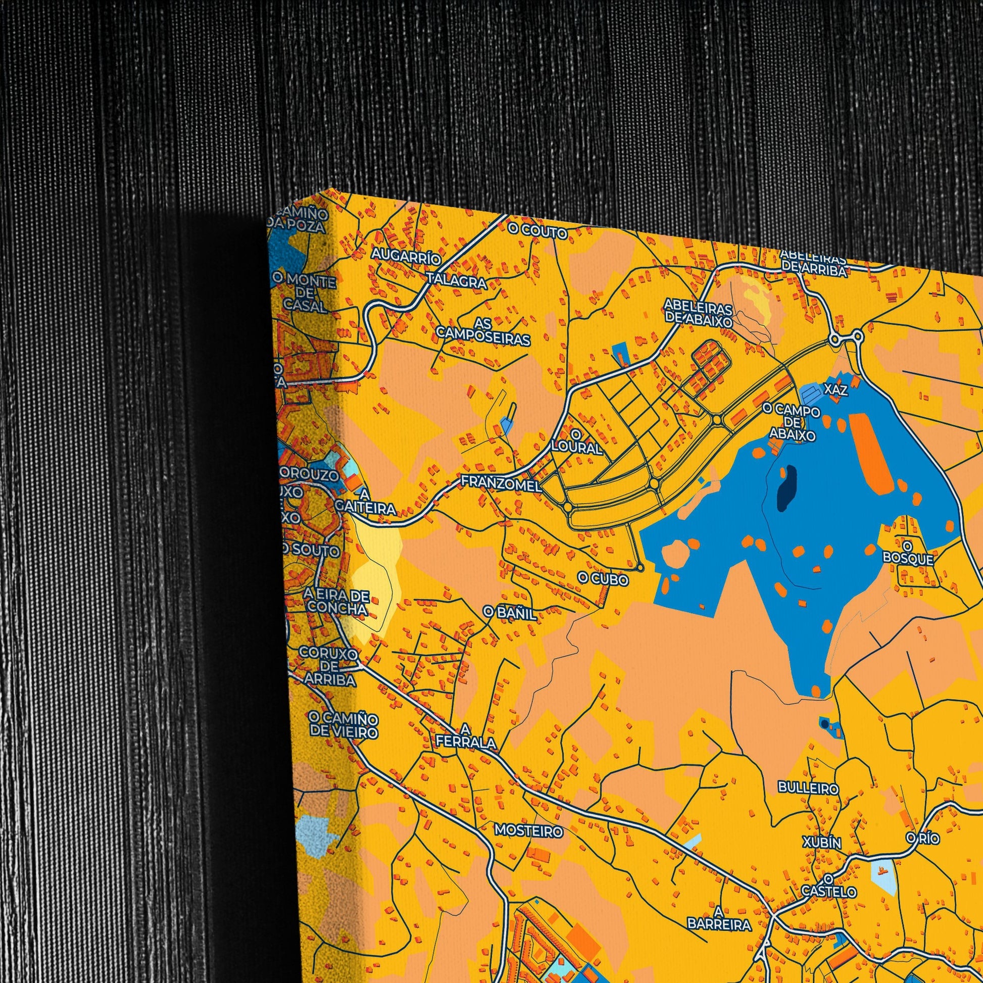 Oleiros Spain Colorful City Map Canvas Print Detail