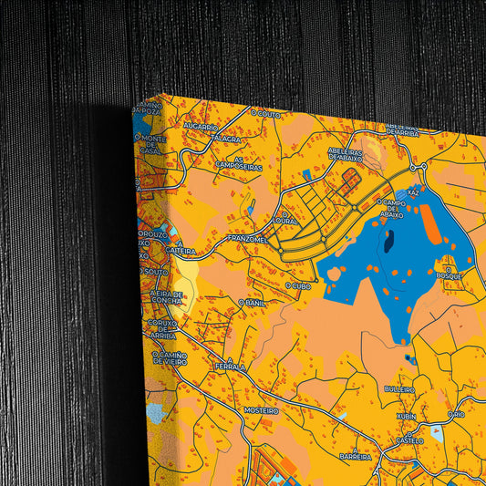 Oleiros Spain Colorful City Map Canvas Print Detail