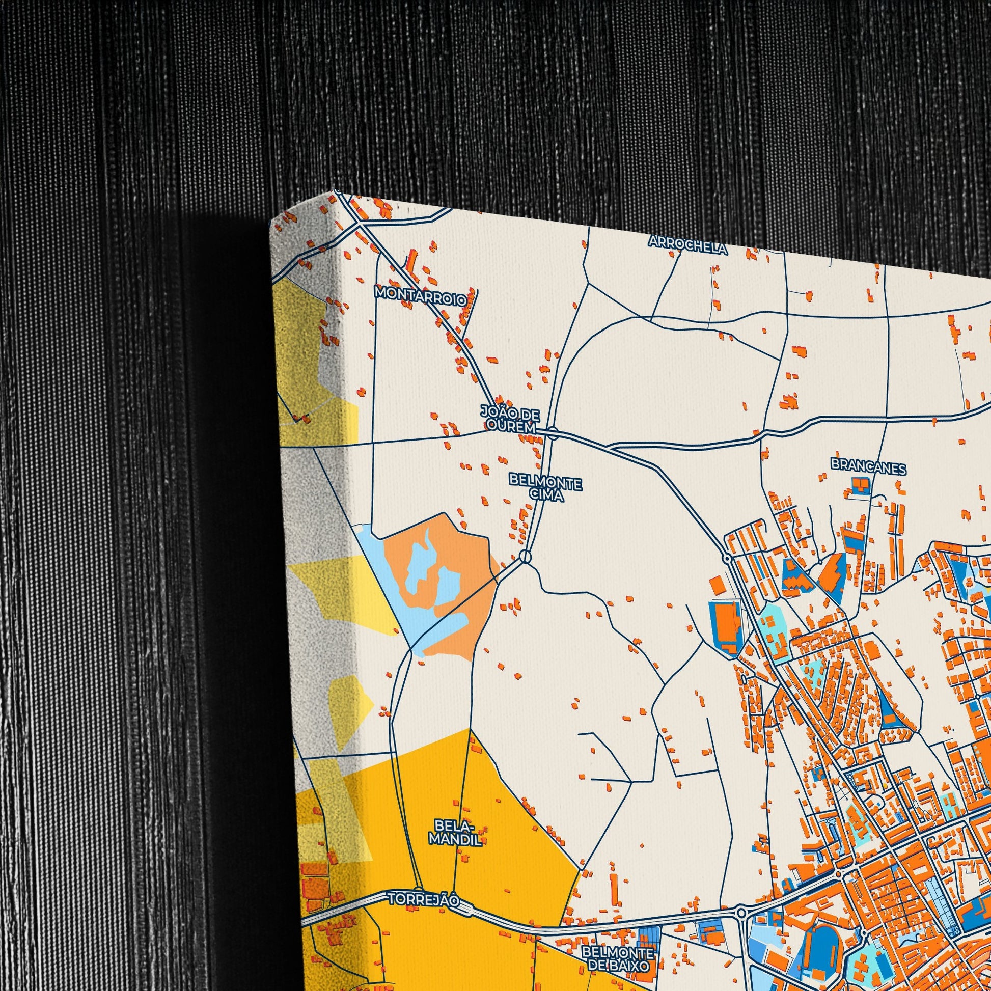 Olhão Da Restauração Portugal Colorful City Map Canvas Print Detail