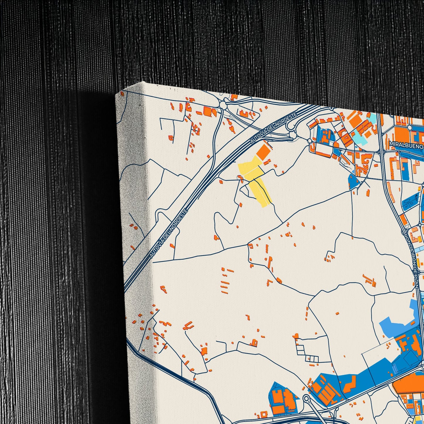 Oliver-Valdefierro Spain Colorful City Map Canvas Print Detail