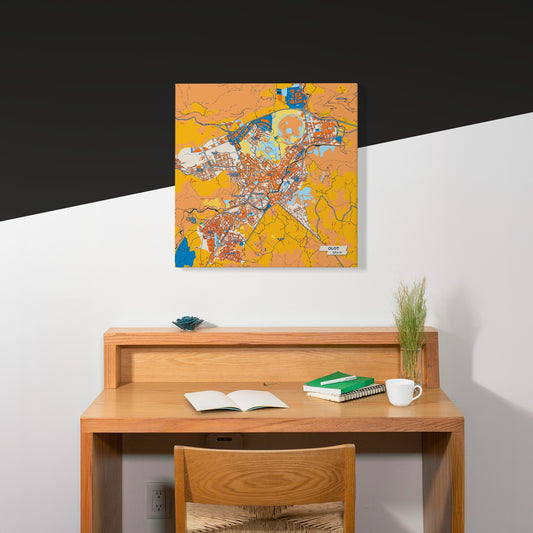 Olot Spain Colorful City Map Canvas Print Scene