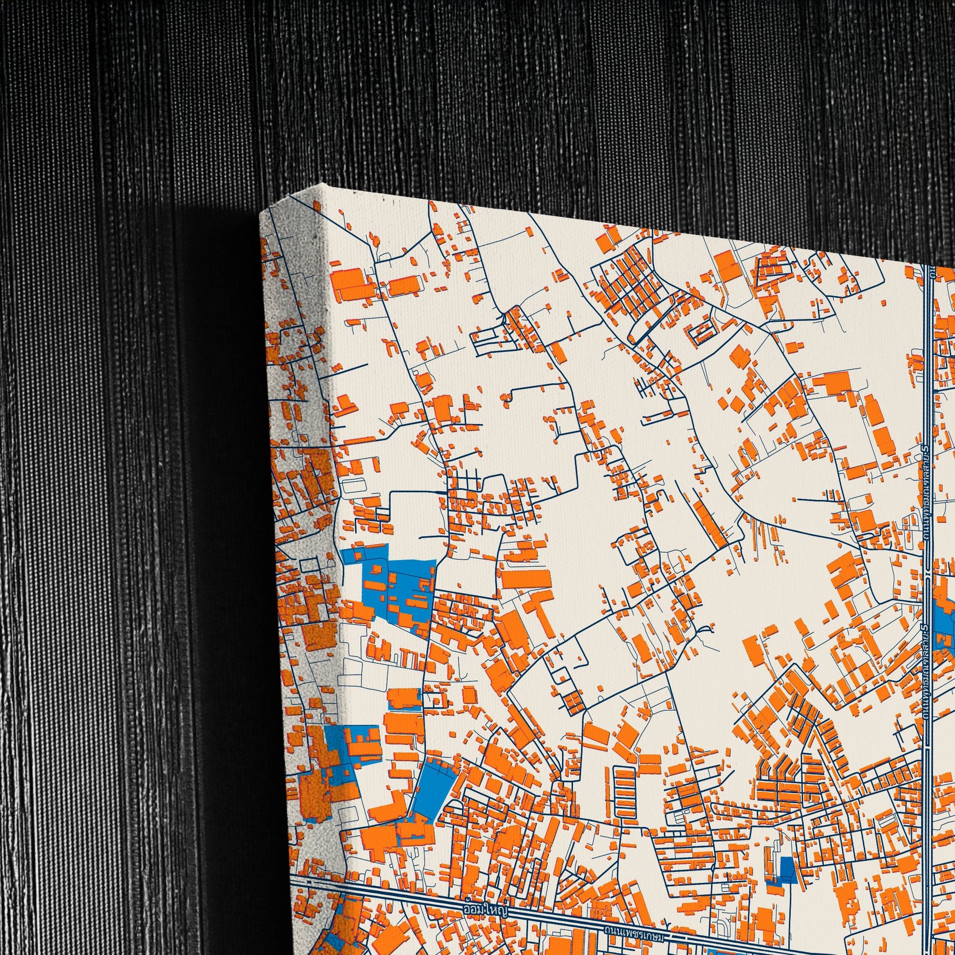 Om Noi Thailand Colorful City Map Canvas Print Detail