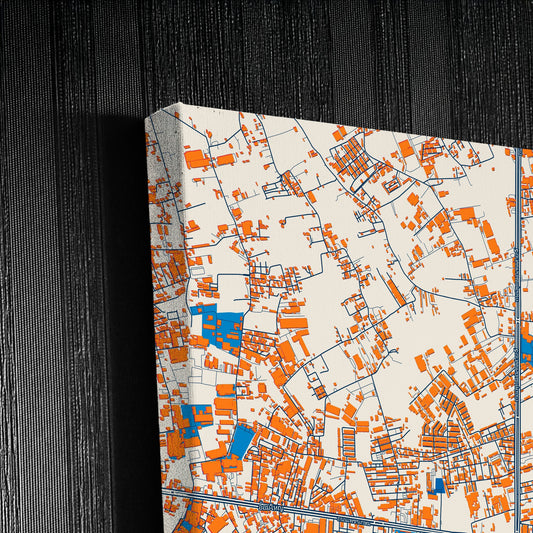 Om Noi Thailand Colorful City Map Canvas Print Detail
