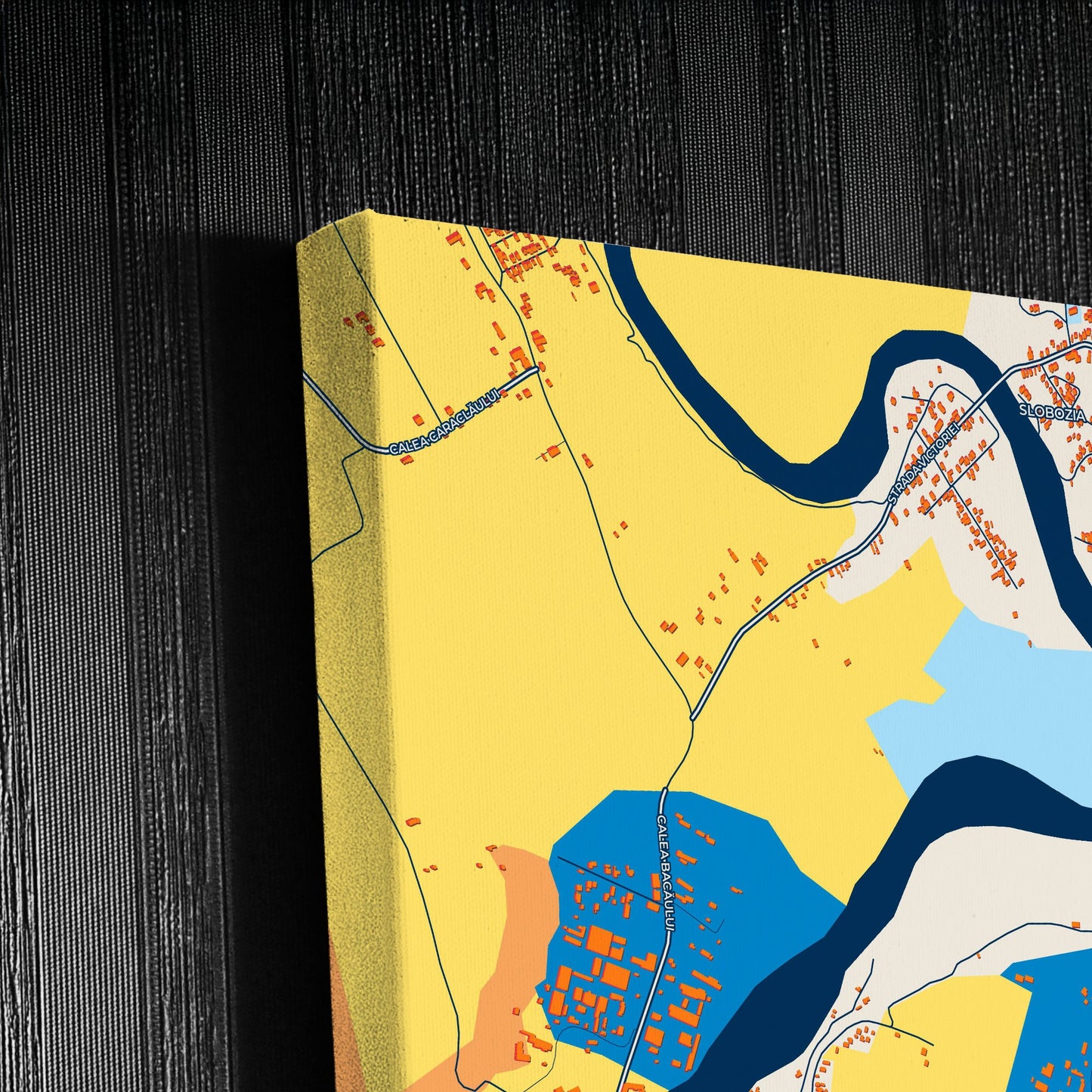 Onești Romania Colorful City Map Canvas Print Detail