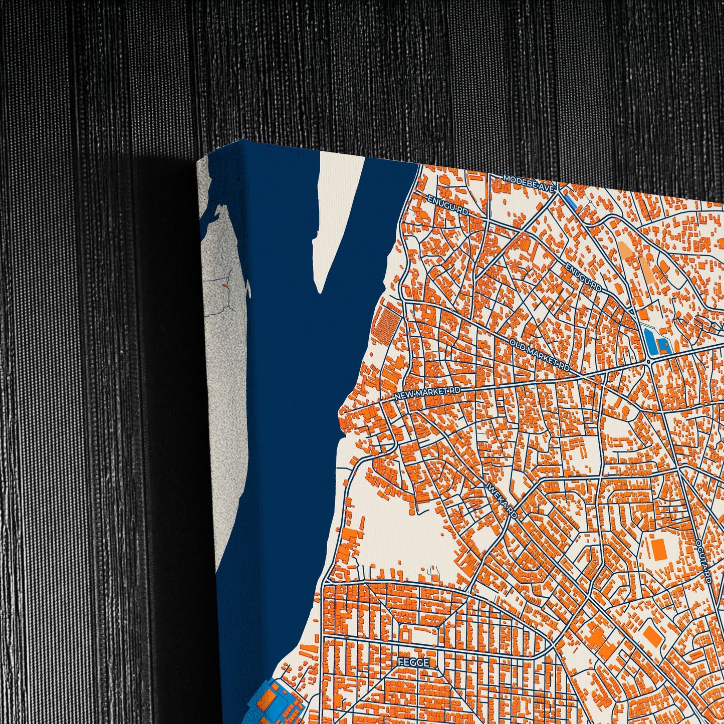 Onitsha Nigeria Colorful City Map Canvas Print Detail