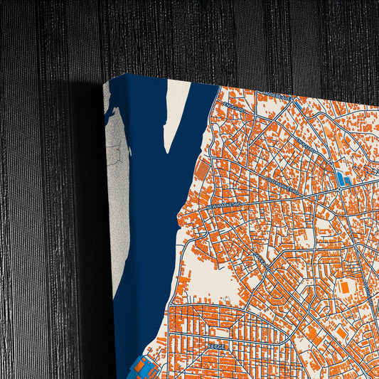 Onitsha Nigeria Colorful City Map Canvas Print Detail