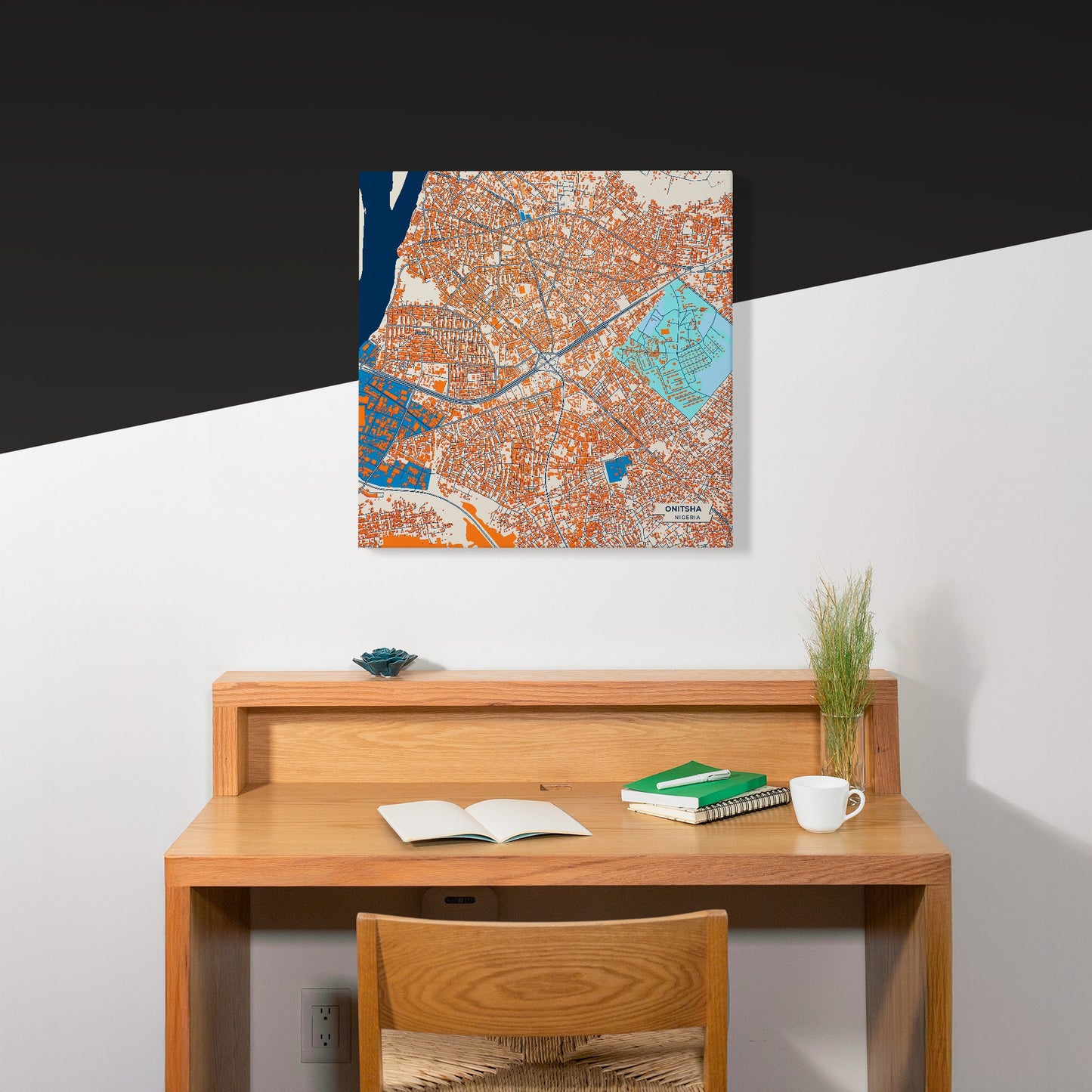 Onitsha Nigeria Colorful City Map Canvas Print Scene