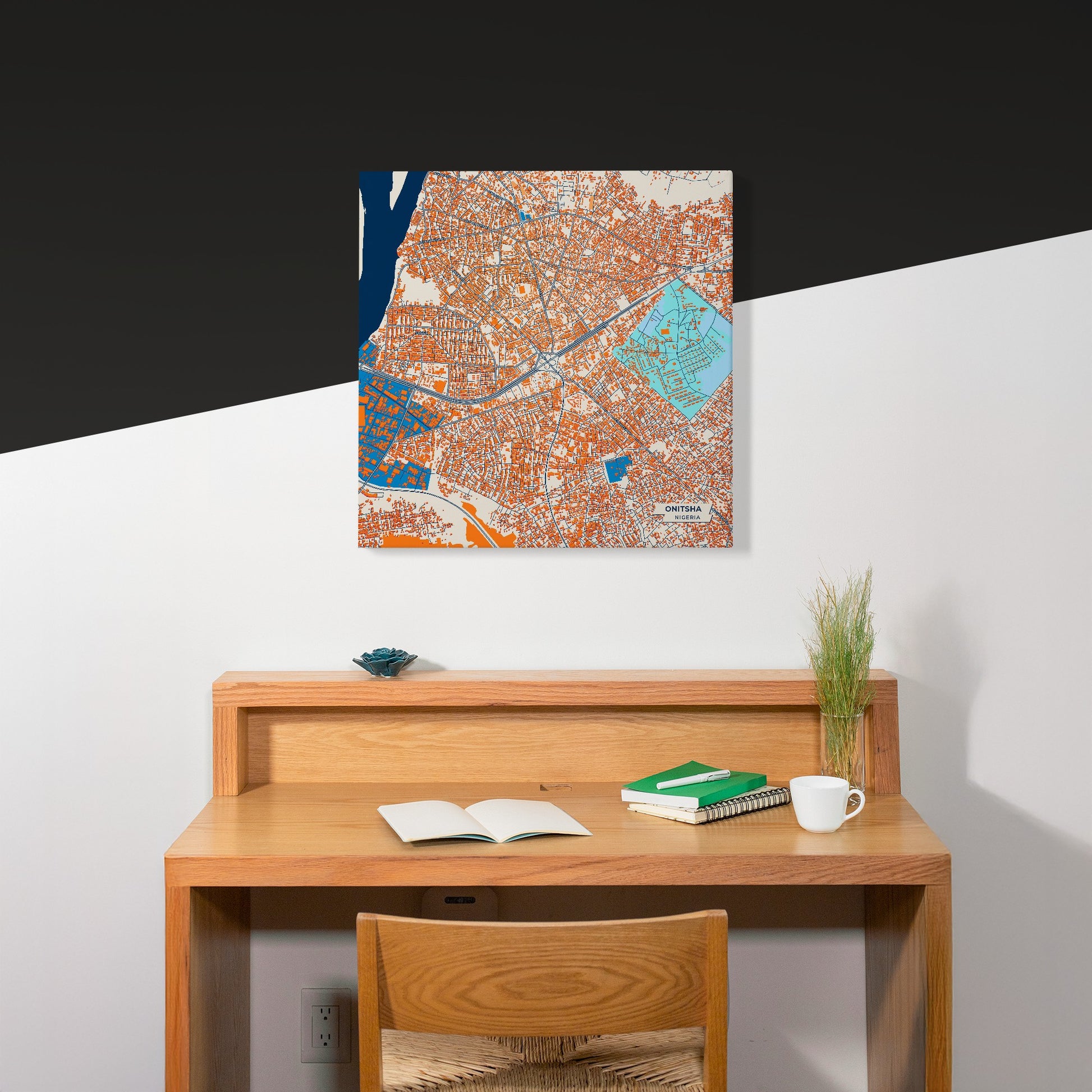 Onitsha Nigeria Colorful City Map Canvas Print Scene