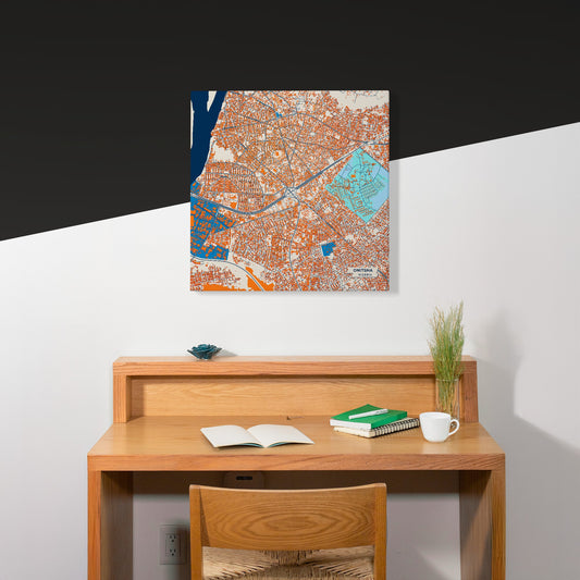 Onitsha Nigeria Colorful City Map Canvas Print Scene