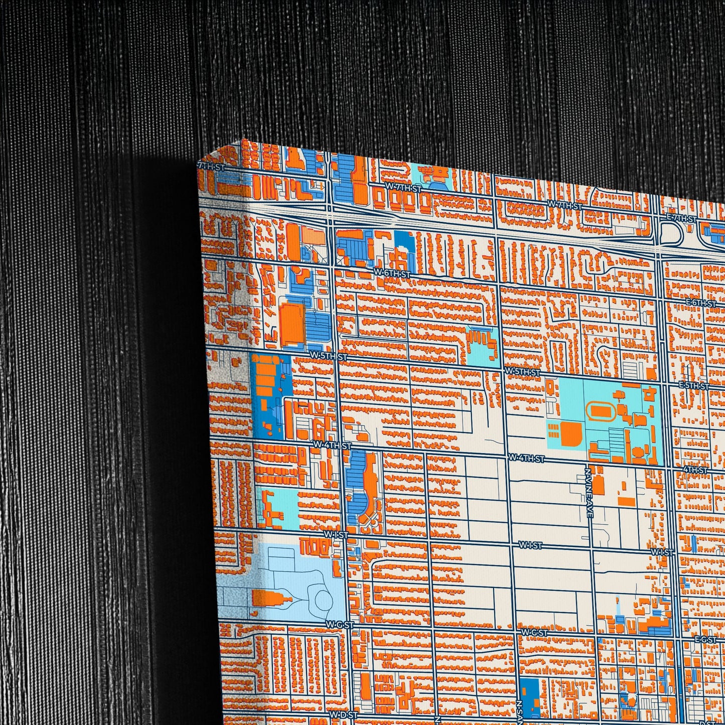 Ontario California Colorful City Map Canvas Print Detail