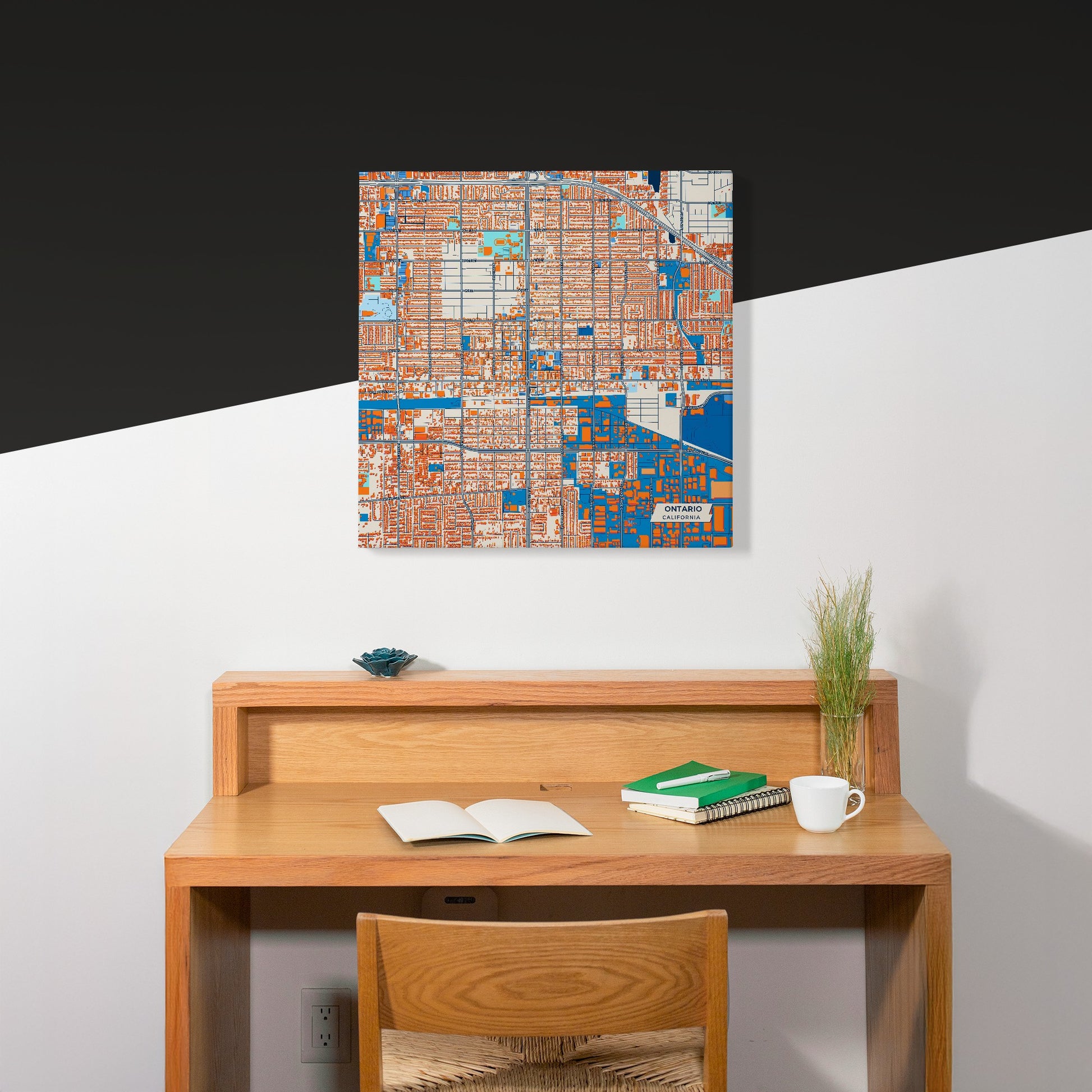 Ontario California Colorful City Map Canvas Print Scene