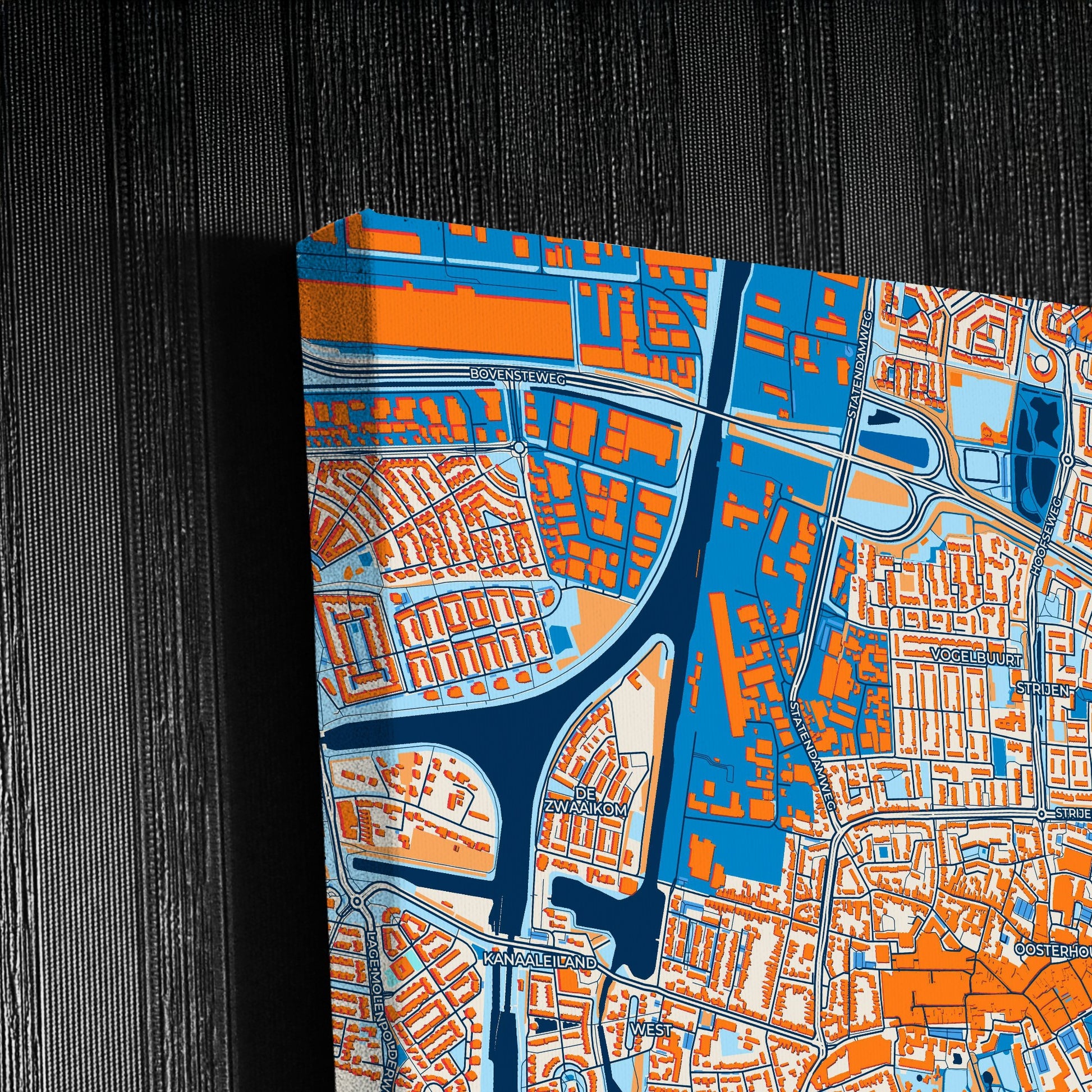 Oosterhout Netherlands Colorful City Map Canvas Print Detail