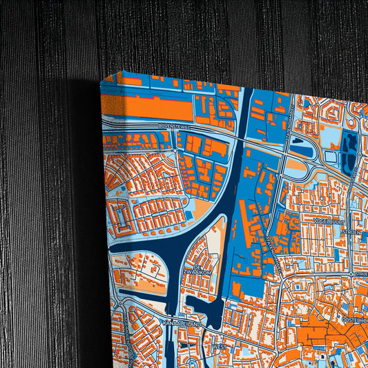 Oosterhout Netherlands Colorful City Map Canvas Print Detail