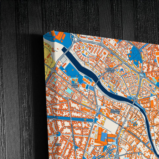 Oradea Romania Colorful City Map Canvas Print Detail