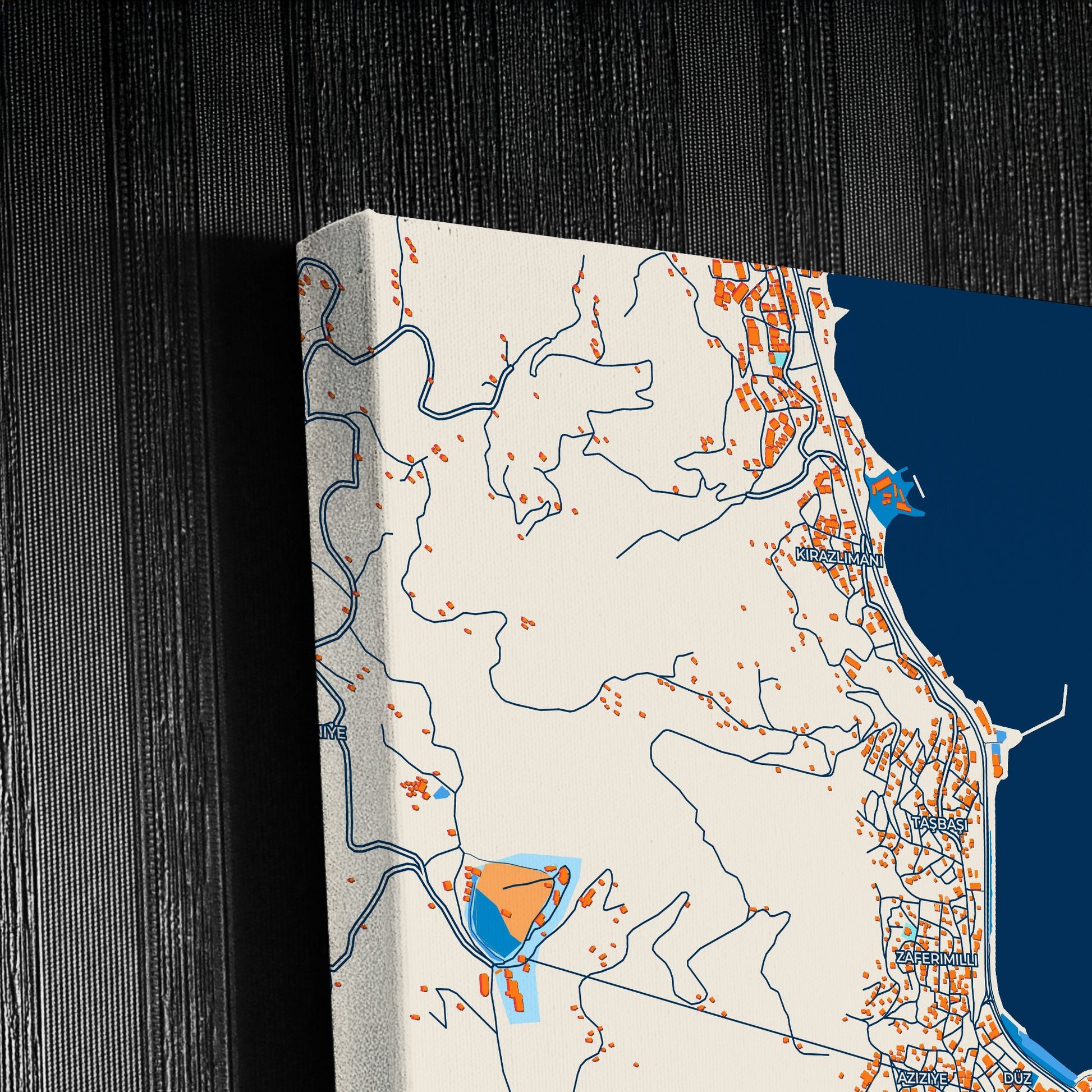 Ordu Turkey Colorful City Map Canvas Print Detail