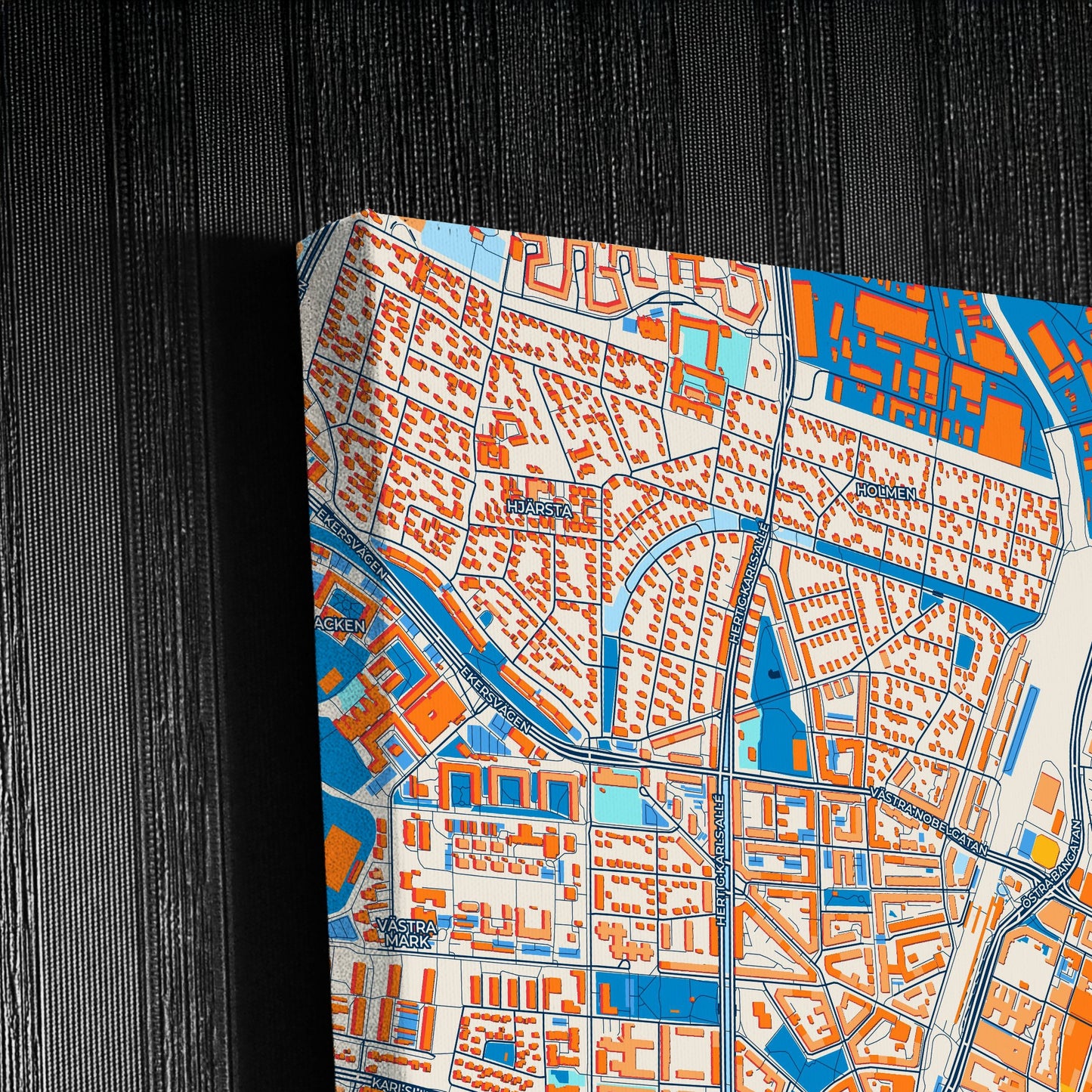Örebro Sweden Colorful City Map Canvas Print Detail