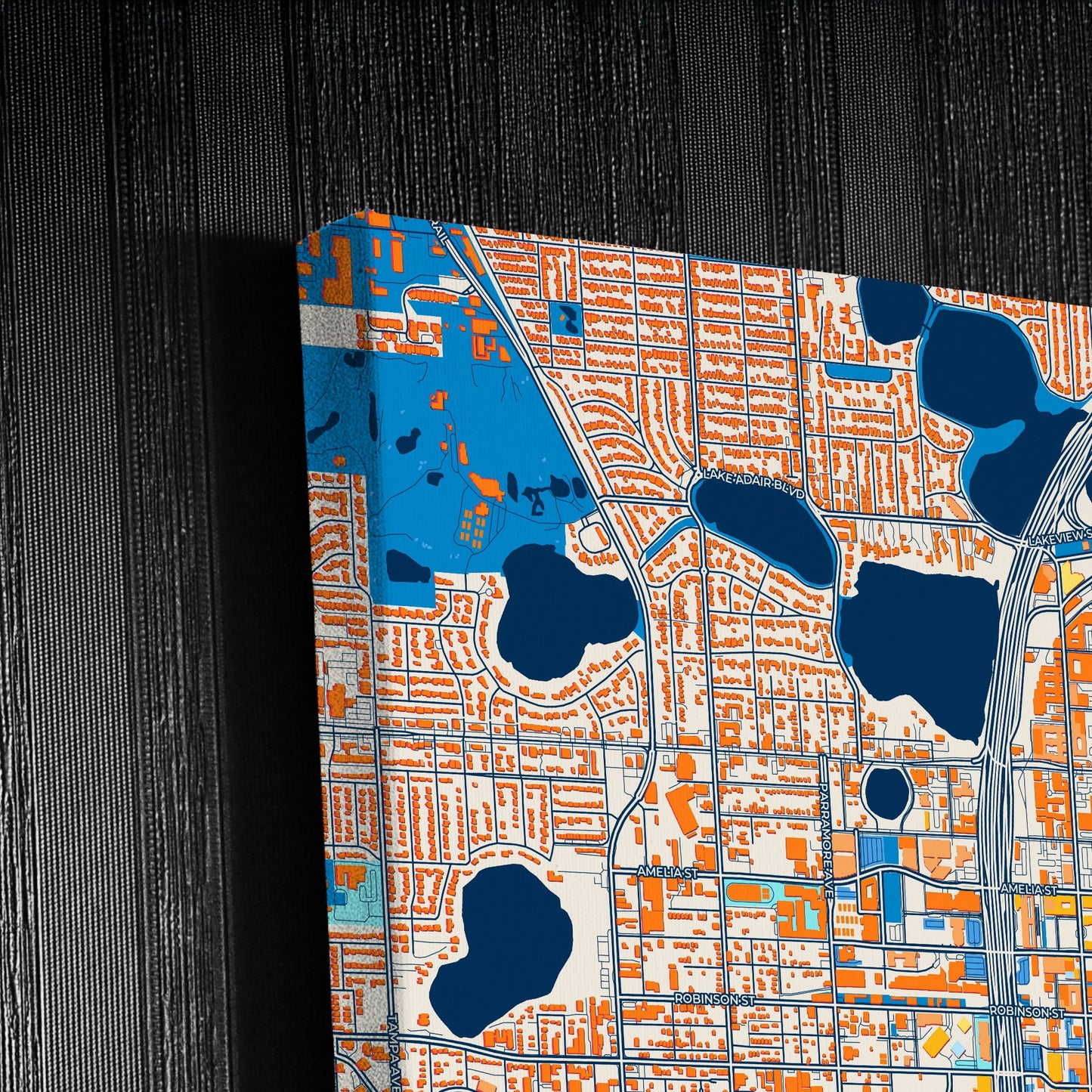 Orlando Florida Colorful City Map Canvas Print Detail