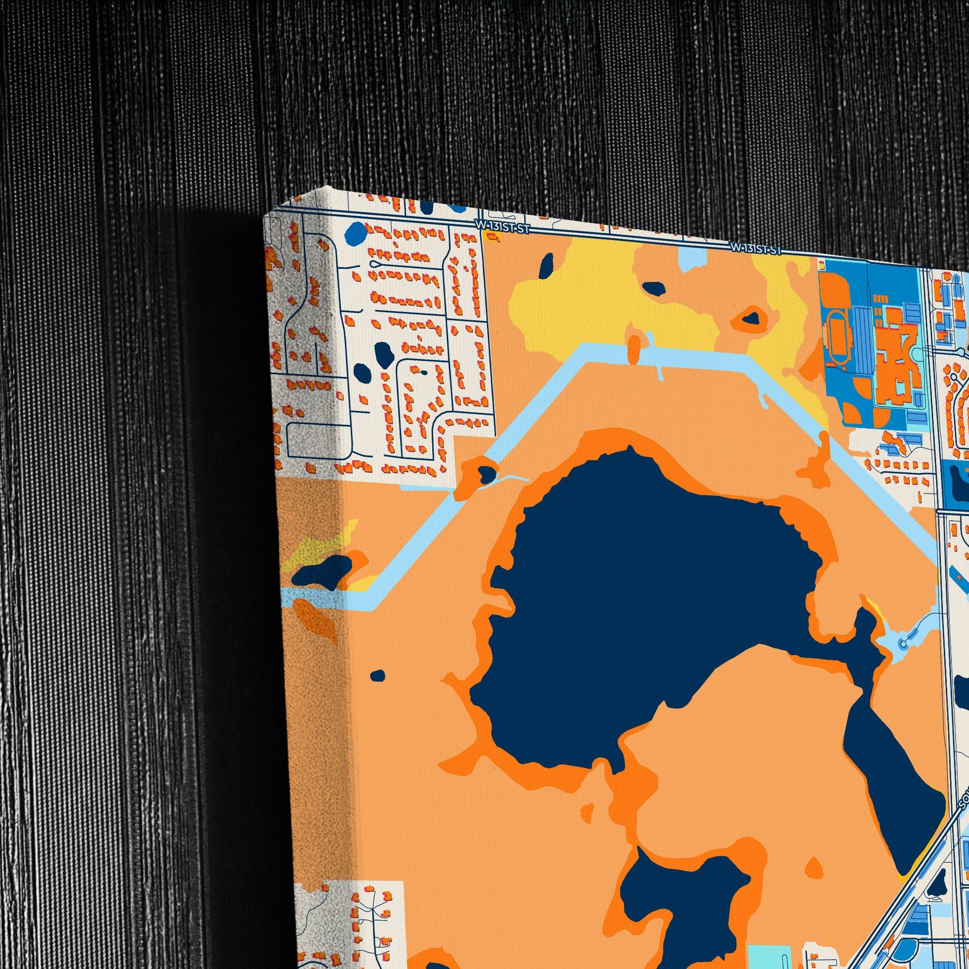 Orland Park Illinois Colorful City Map Canvas Print Detail