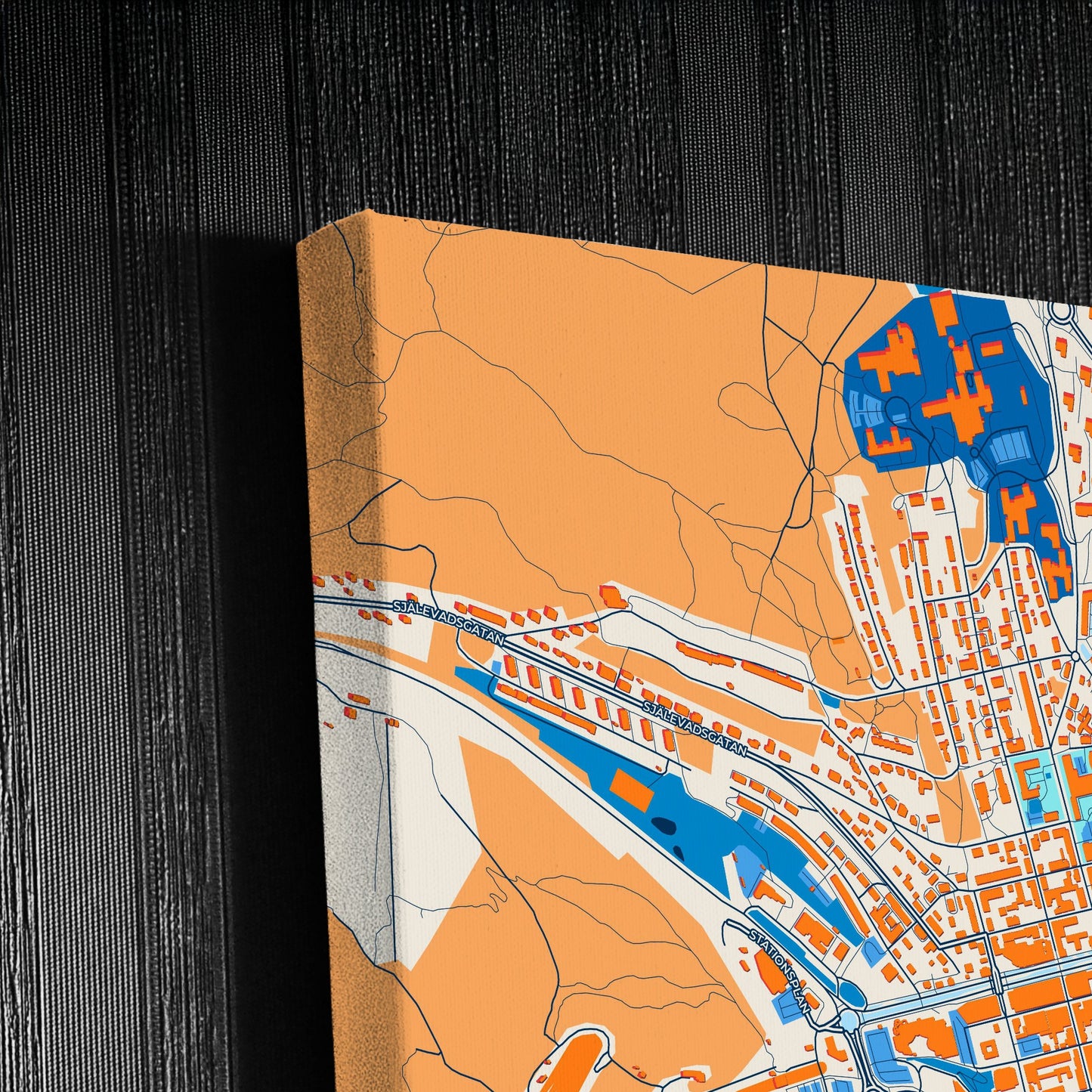 Örnsköldsvik Sweden Colorful City Map Canvas Print Detail