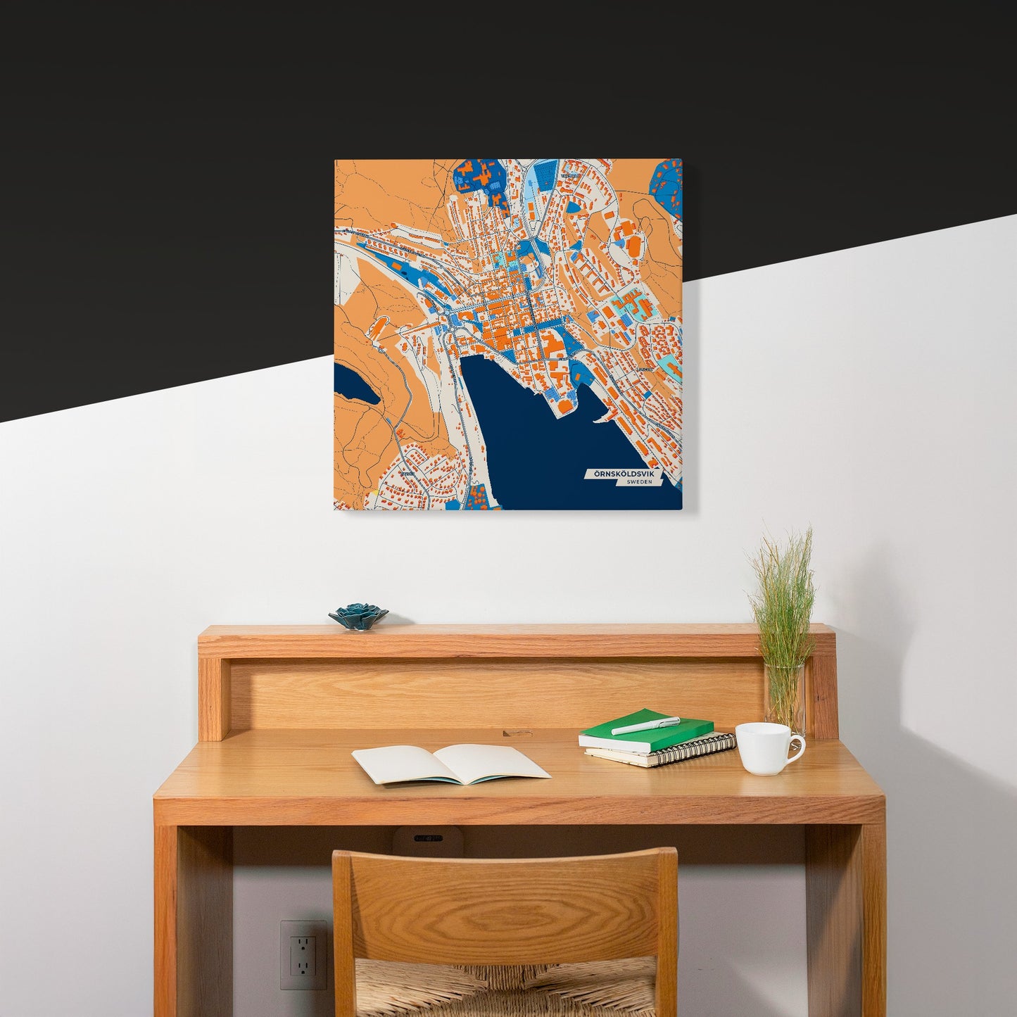 Örnsköldsvik Sweden Colorful City Map Canvas Print Scene