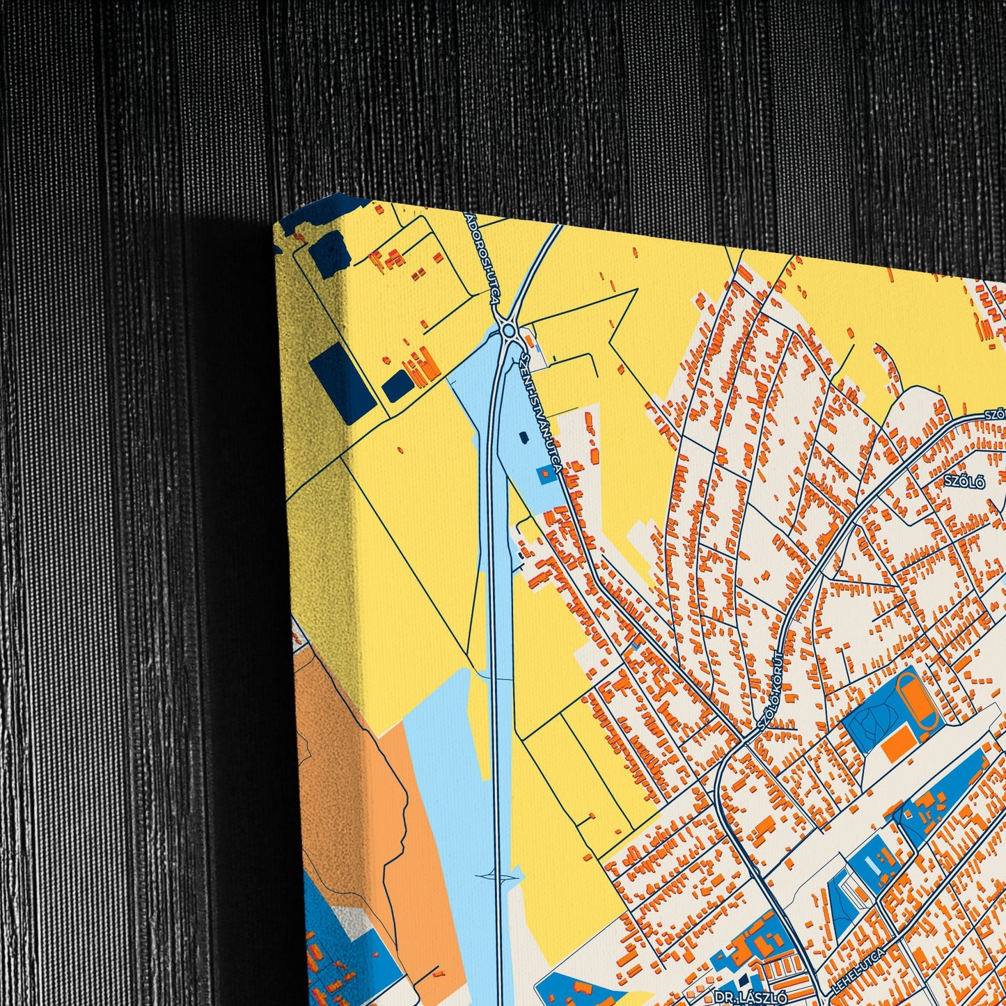 Orosháza Hungary Colorful City Map Canvas Print Detail