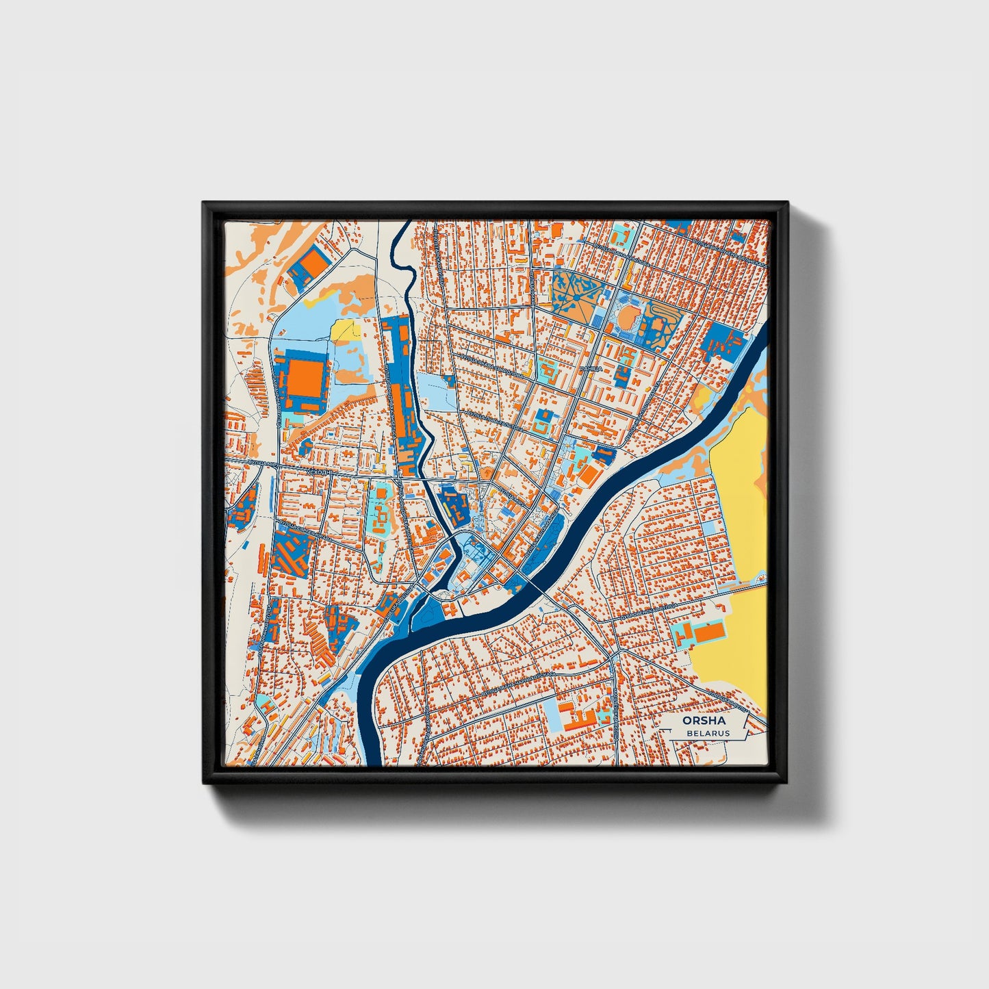 Арша Belarus Colorful City Map Canvas Print • Black Framed