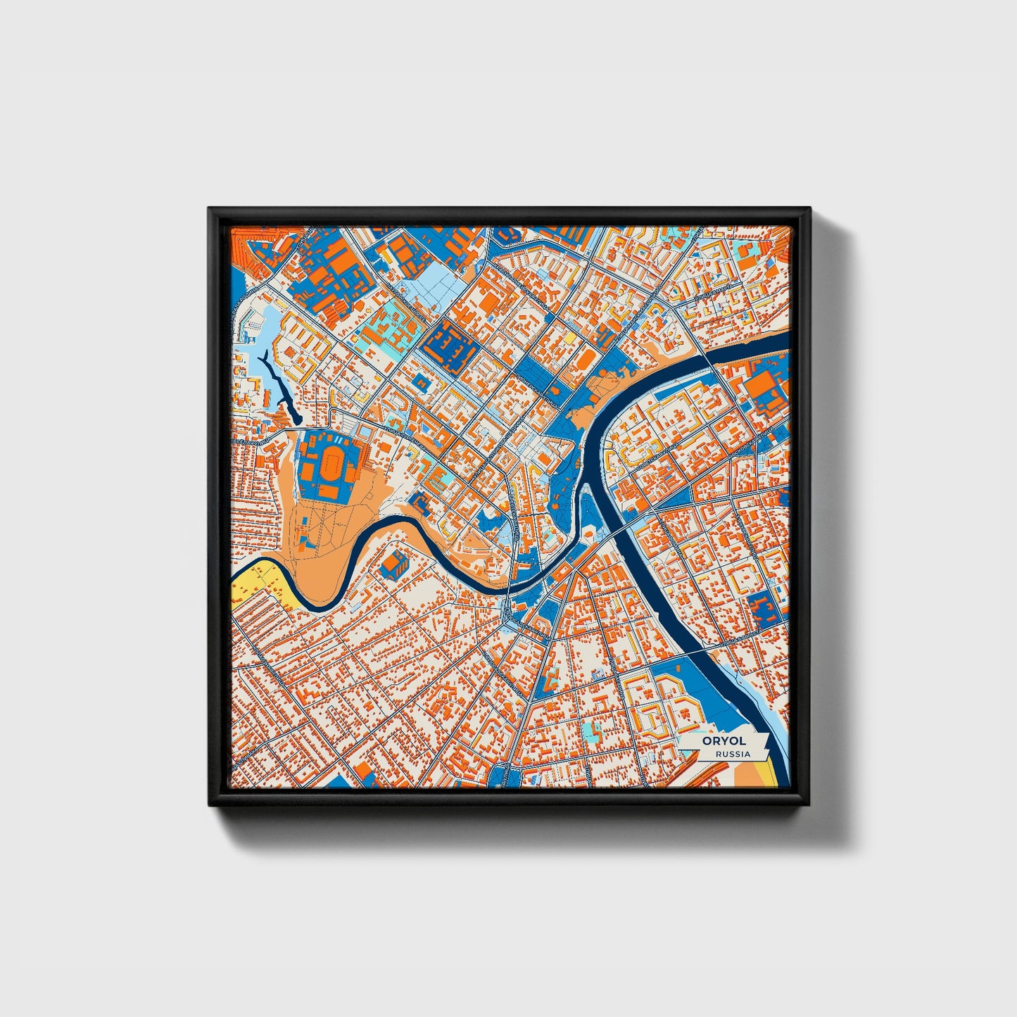 Орловская Russia Colorful City Map Canvas Print • Black Framed