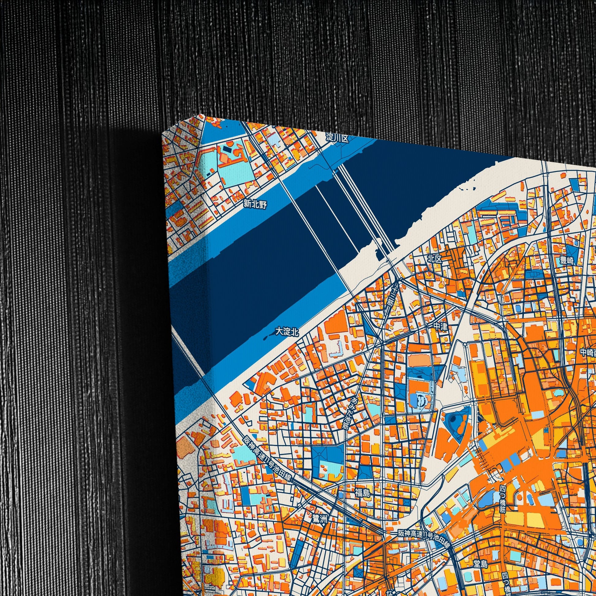 Osaka Japan Colorful City Map Canvas Print Detail