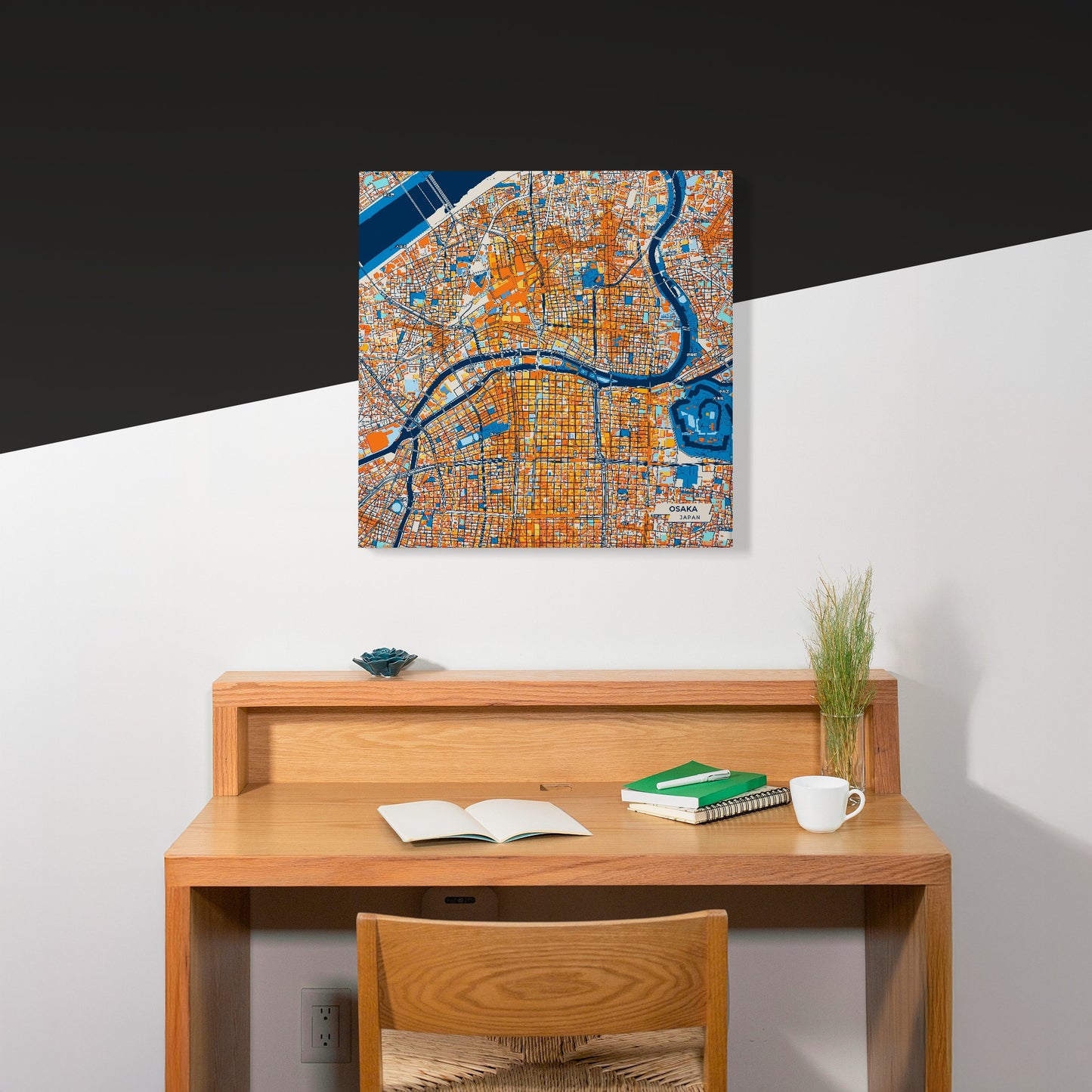 Osaka Japan Colorful City Map Canvas Print Scene