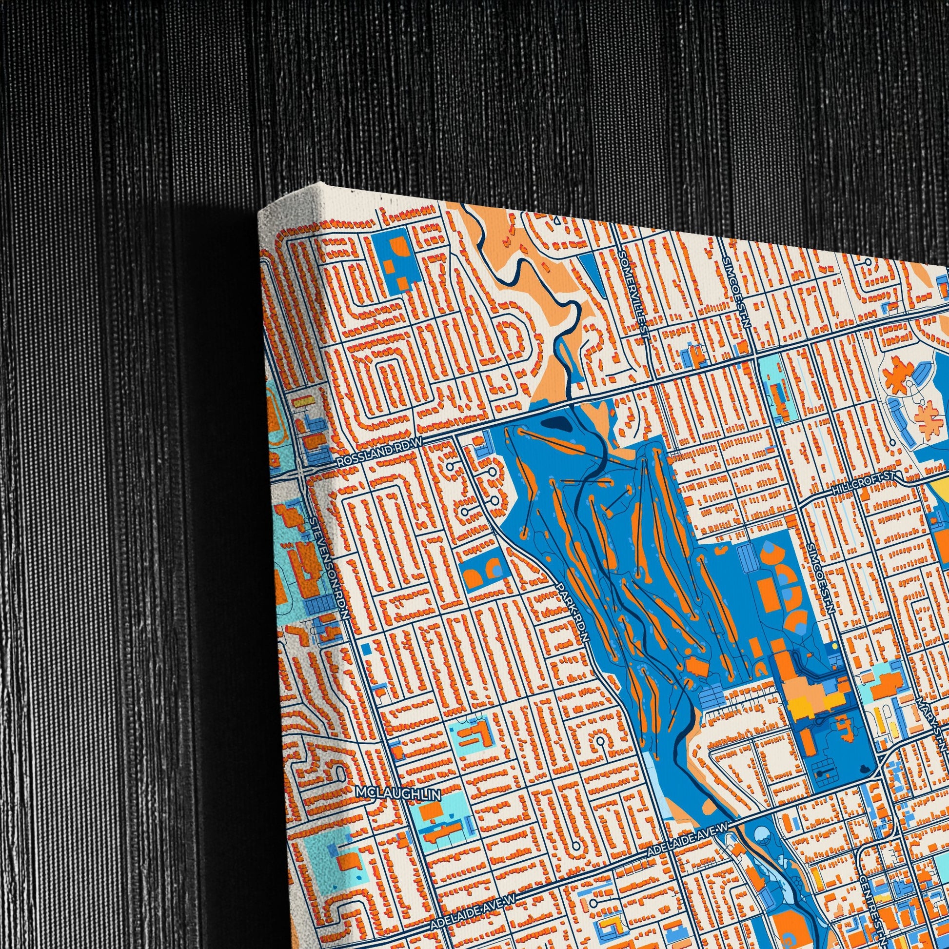 Oshawa Canada Colorful City Map Canvas Print Detail
