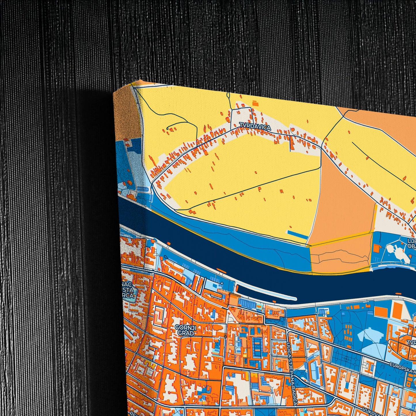 Osijek Croatia Colorful City Map Canvas Print Detail