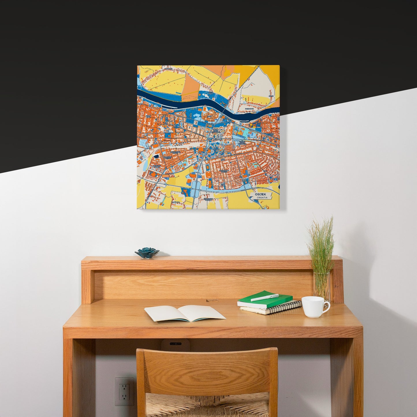 Osijek Croatia Colorful City Map Canvas Print Scene