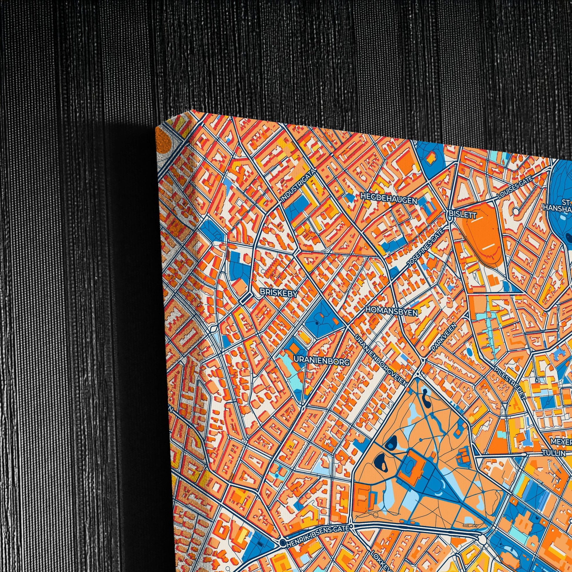 Oslo Norway Colorful City Map Canvas Print Detail