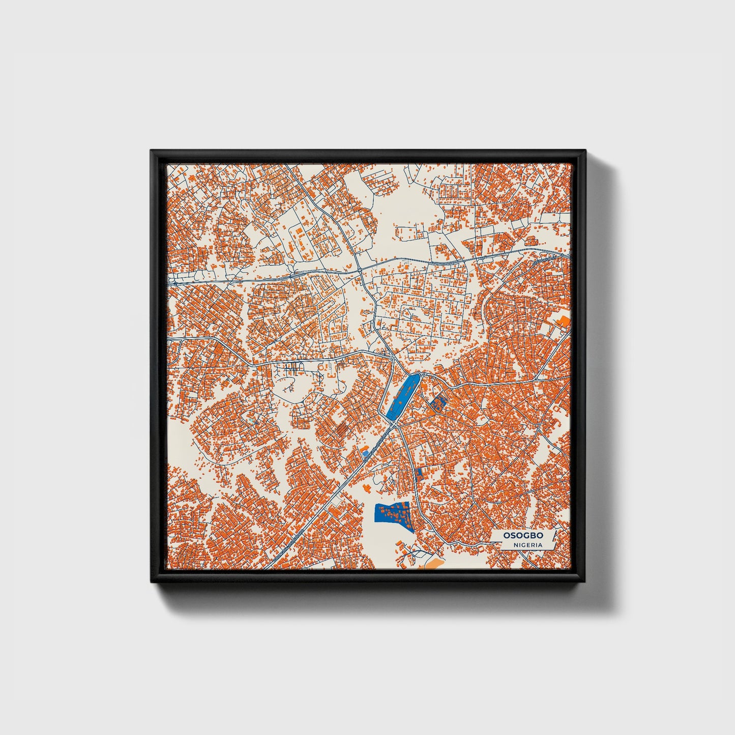 Osogbo Nigeria Colorful City Map Canvas Print • Black Framed