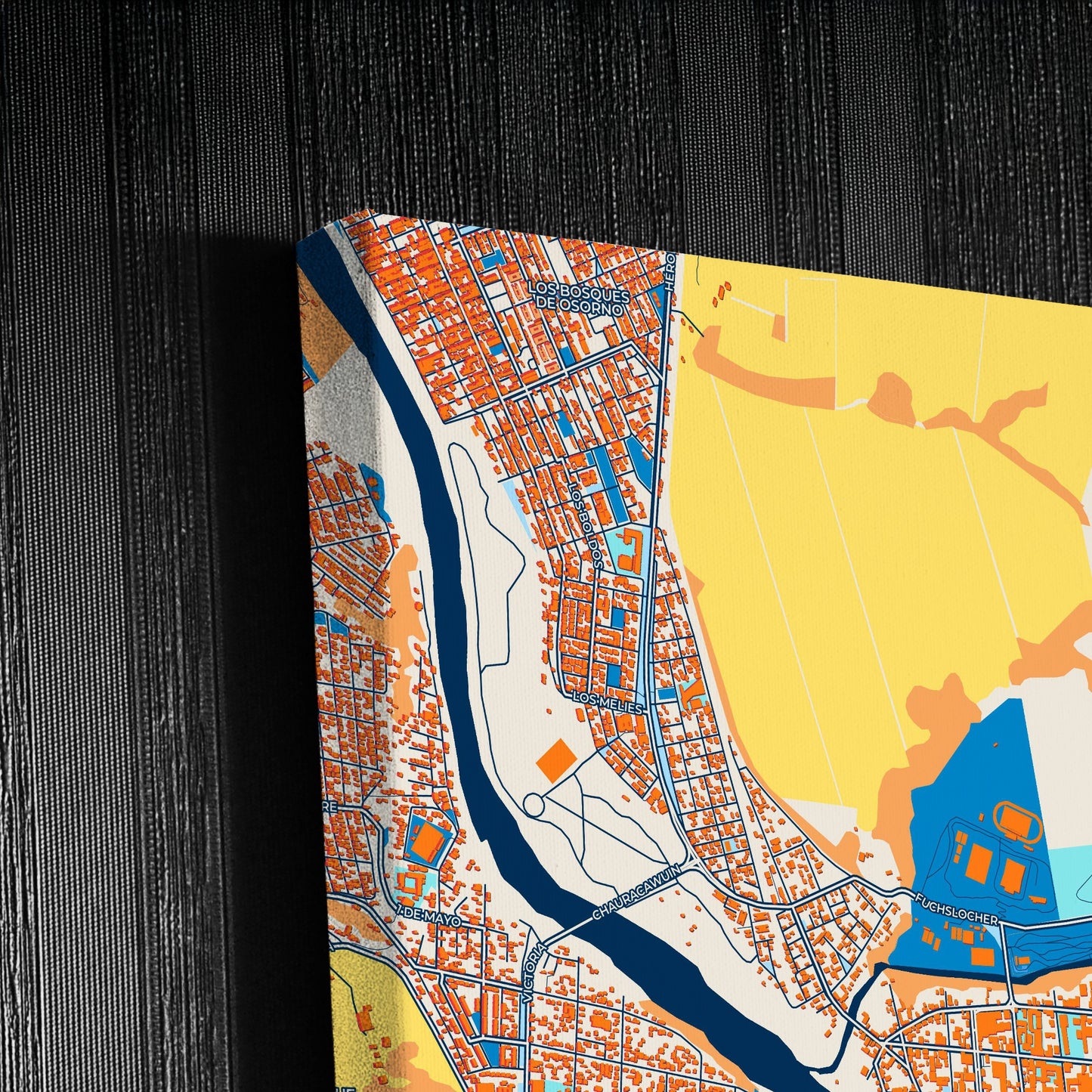 Osorno Chile Colorful City Map Canvas Print Detail