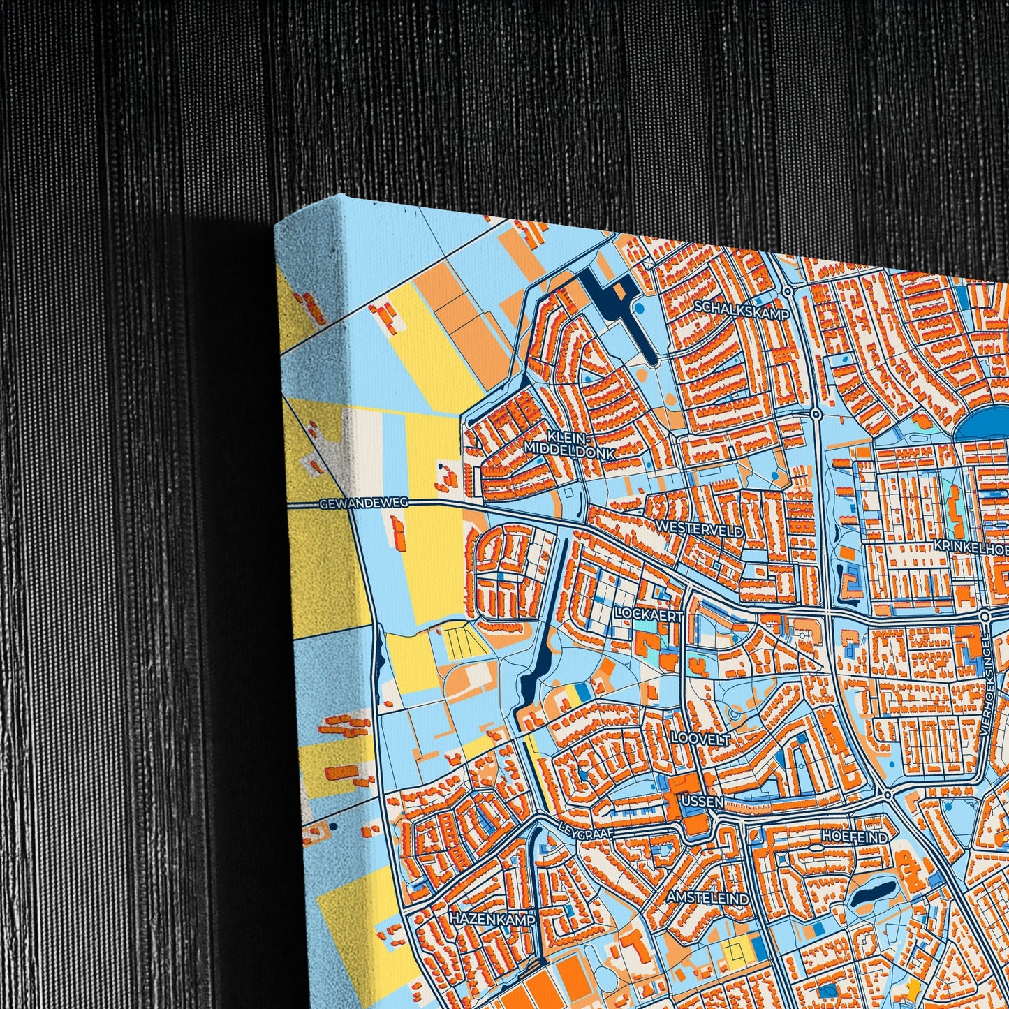 Oss Netherlands Colorful City Map Canvas Print Detail