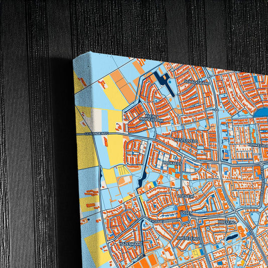 Oss Netherlands Colorful City Map Canvas Print Detail