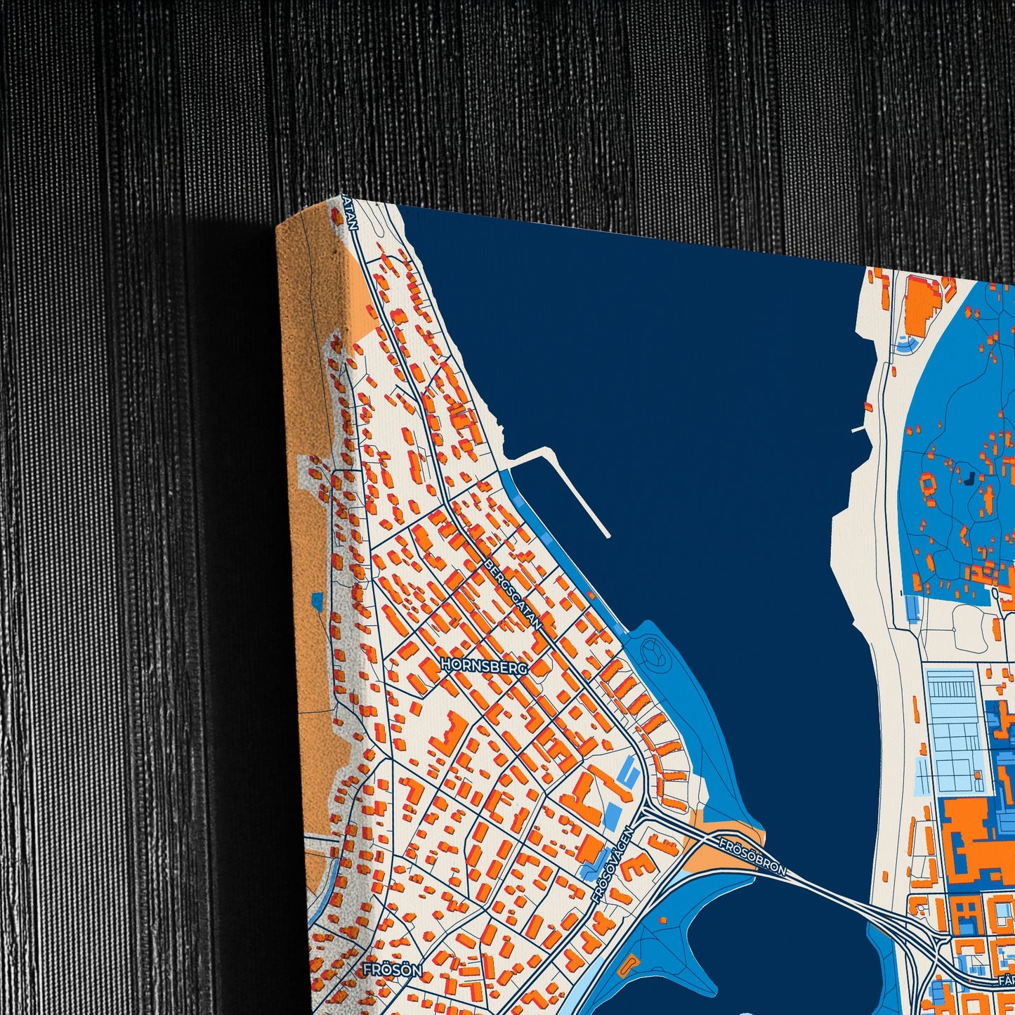 Östersund Sweden Colorful City Map Canvas Print Detail